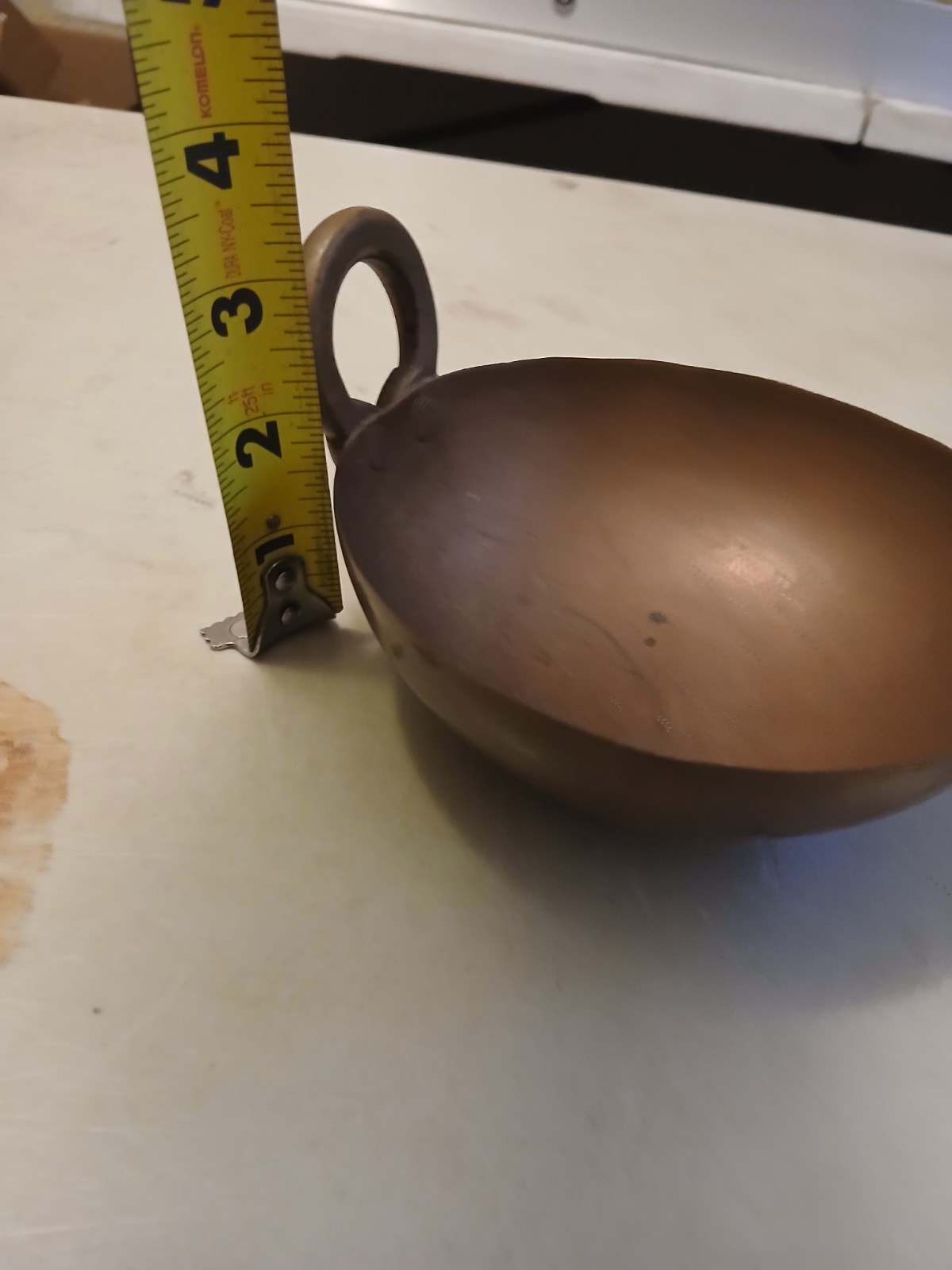 Antique 1900s SOLID COPPER INDIA KADAI COOKING VESSEL 2 HANDLES