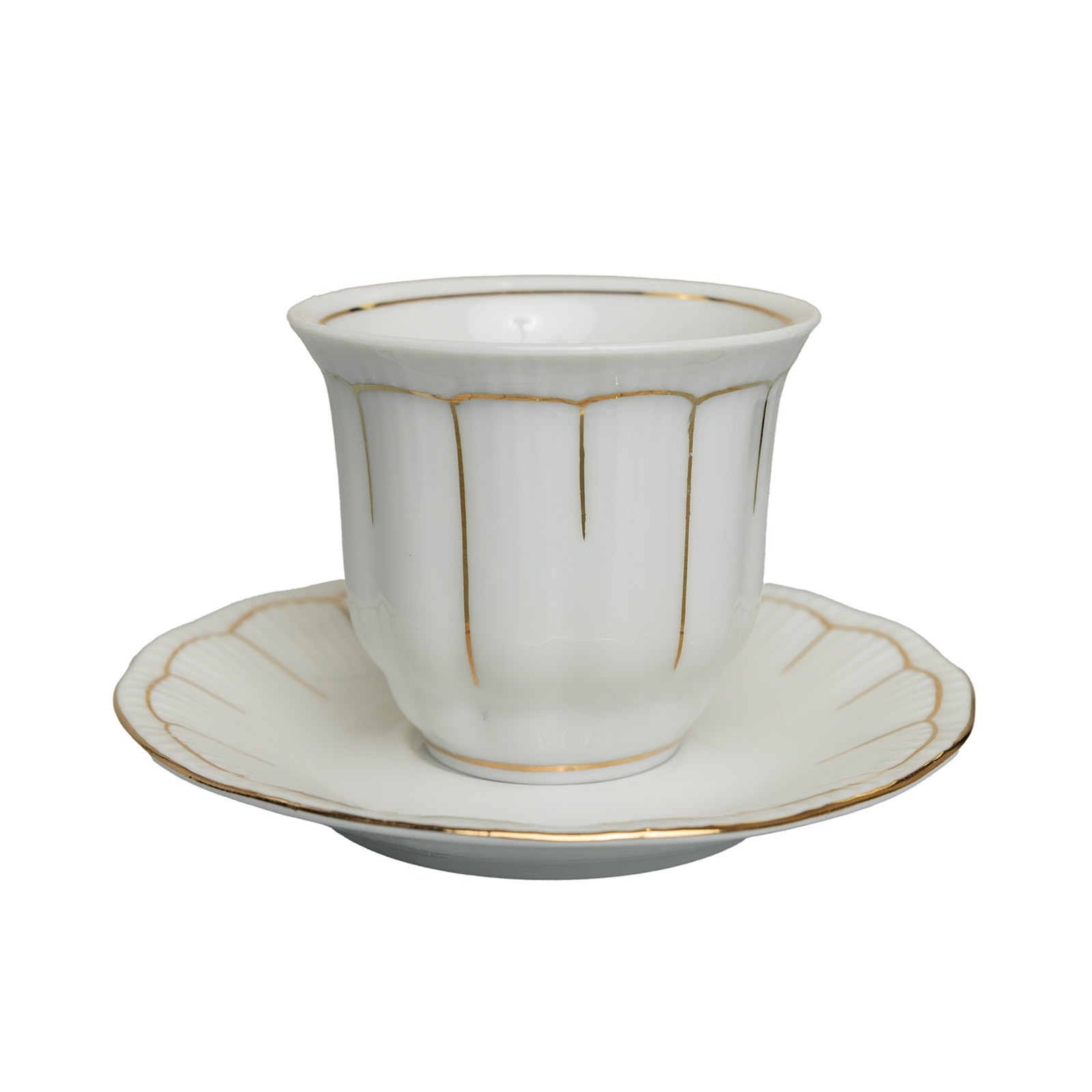 Vintage Walbrzych Poland Empire Ribbed White Fine China w/ 24k Gold Verge Trim