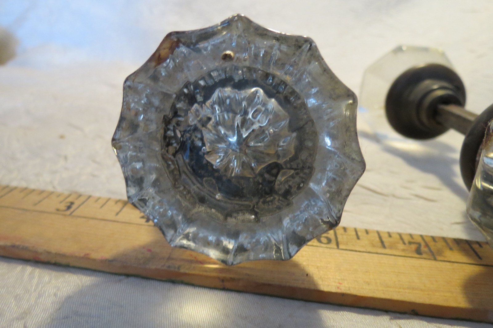 Antique Glass Door Knobs With Brass hardware
