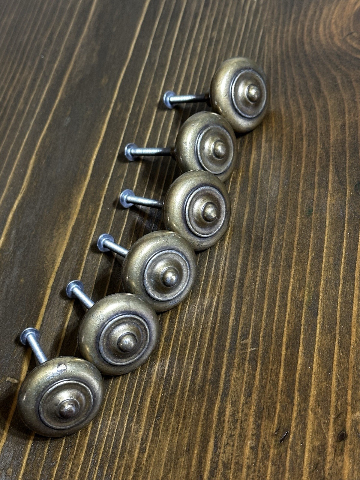 Vintage Brass Knobs Heavy Set of 6