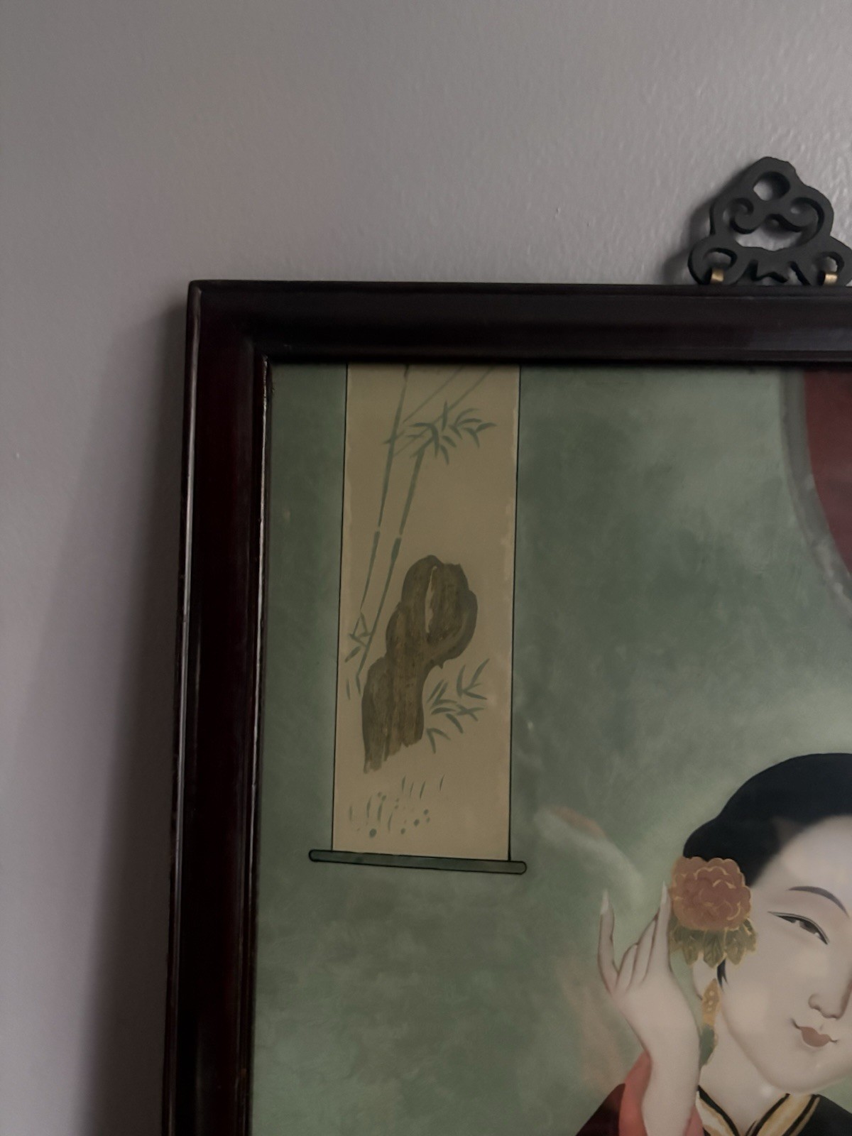 CHINESE REVERSE PAINTED GLASS “COURT LADY” PORTRAIT EARLY 20TH CENTURY BEAUTIFUL