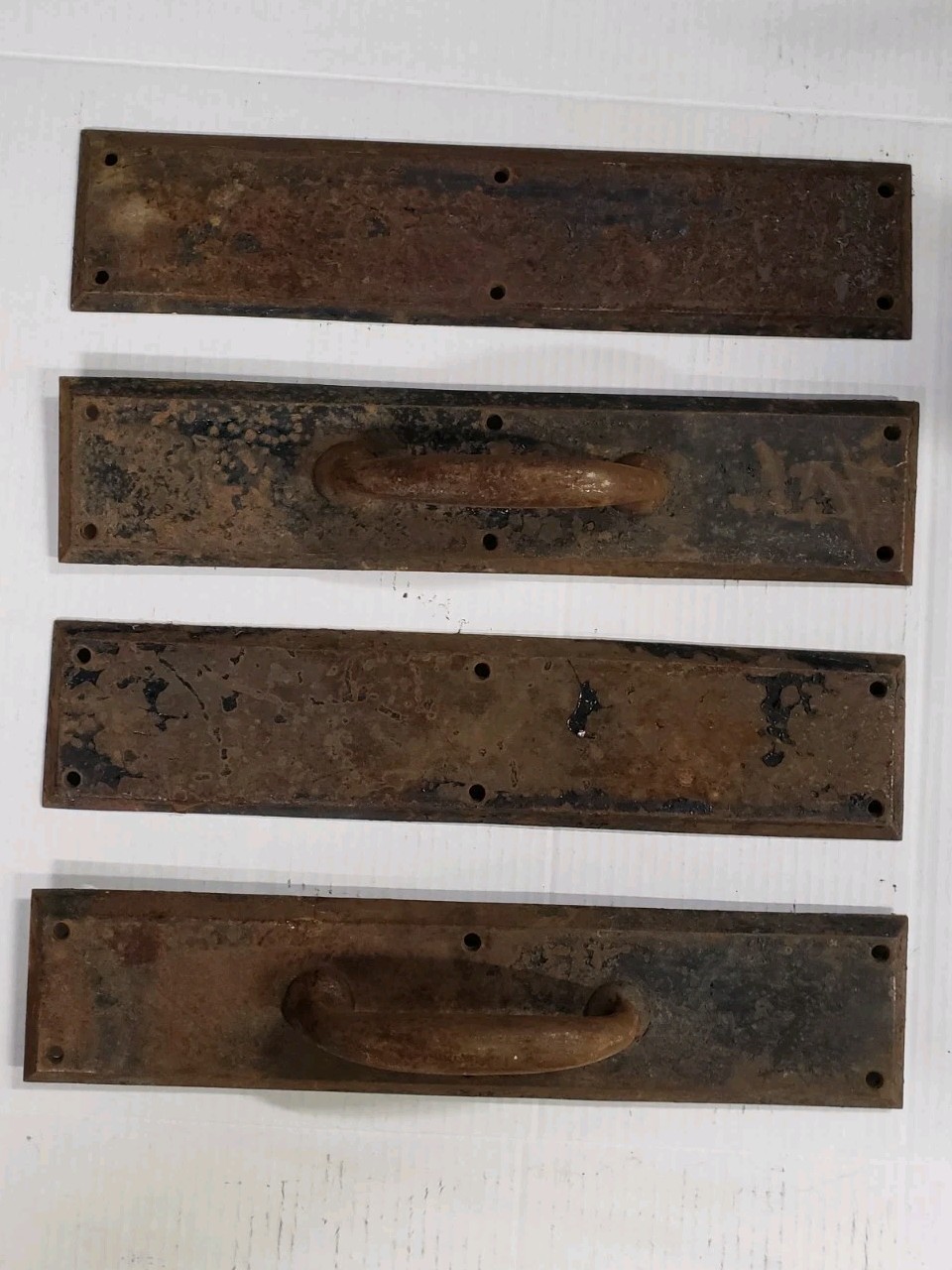 Vintage Antique Industrial Salvaged Large Cast Iron Push Pull Door Handles