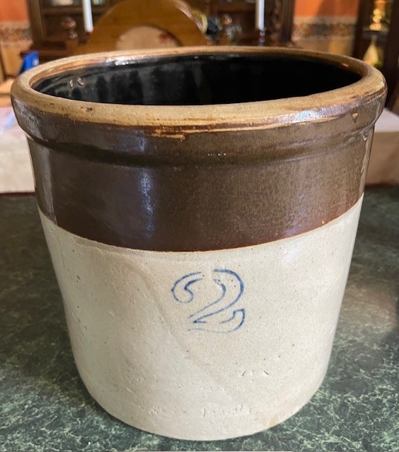 Number 2 Antique Medium Rare Heavy Stoneware Crock
