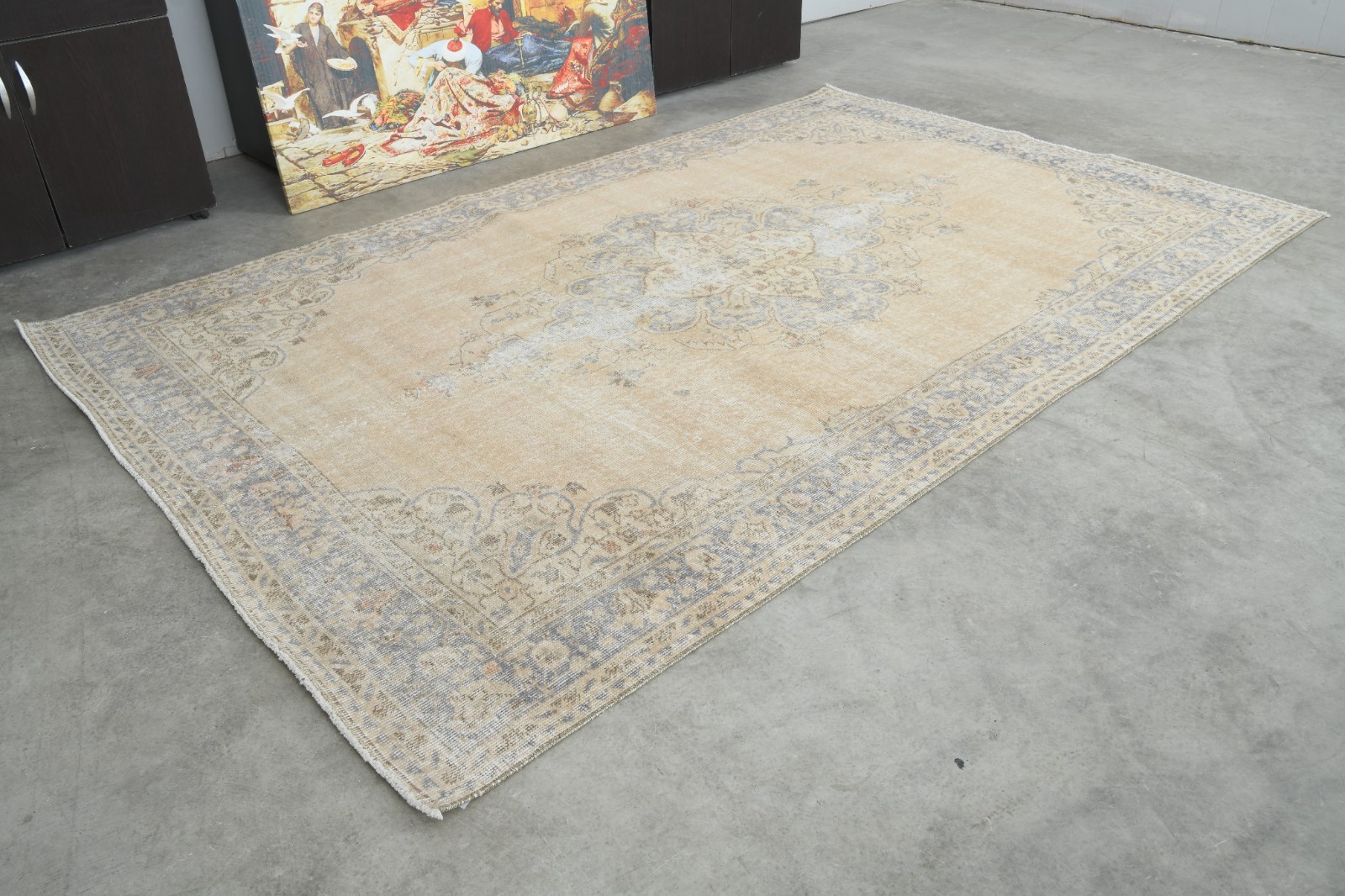6×9 turkish rug, handmade vintage rug, faded oushak wool carpet,oriental rugs,40
