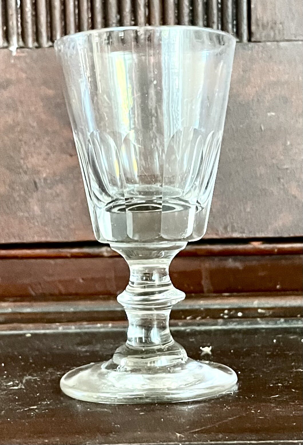 Fine Antique Georgian Sherry Glass, Faceted Bowl, Hand Blown, Eng., Circa 1815