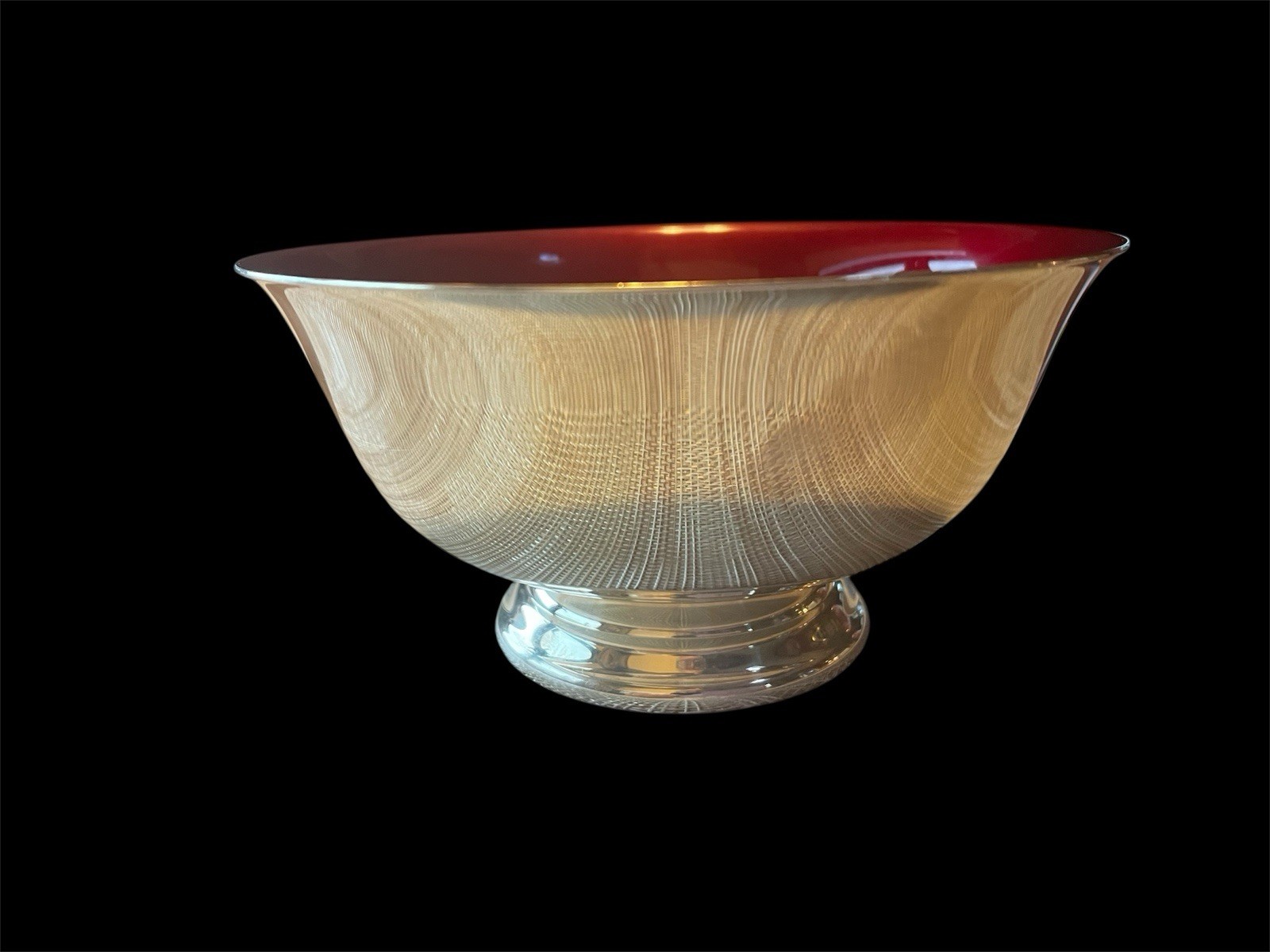 Vintage Reed & Barton Bowl #102 Red Enamel Silver Plated 5″ Diameter