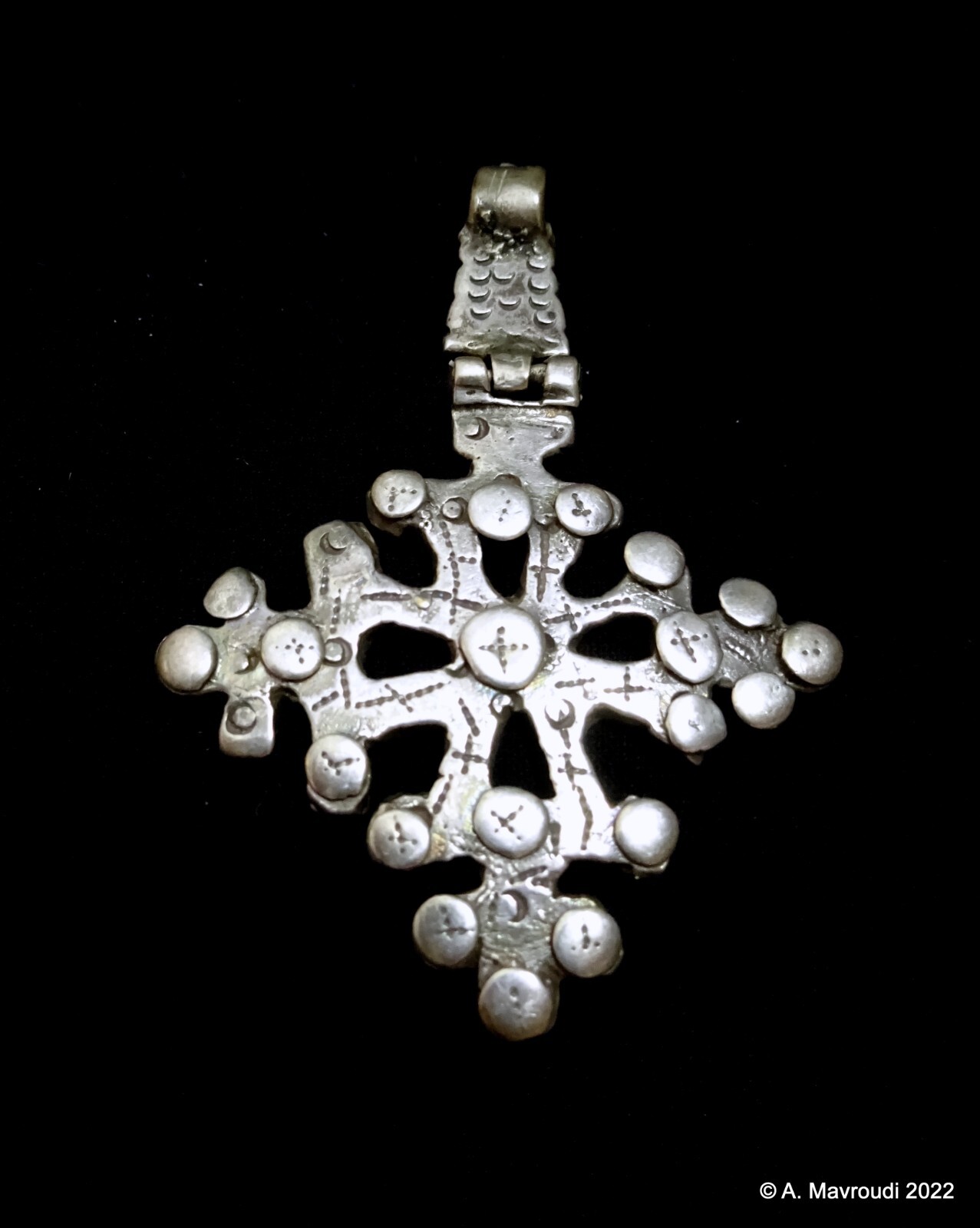 Coptic Ethiopian Cross Antique Very Old Rare Thaler Coin Silver hinged Cross 17