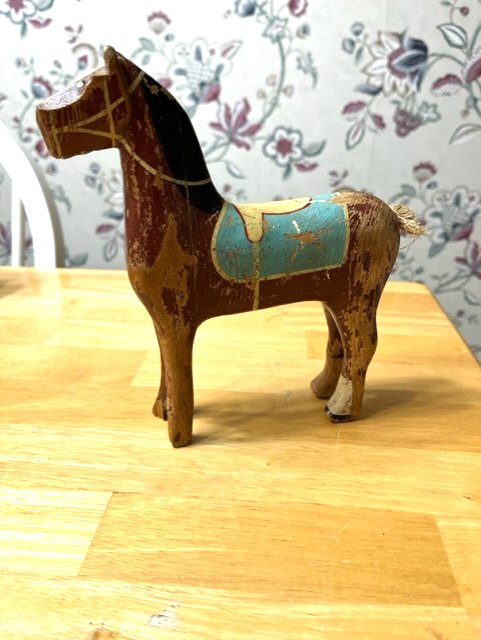 EARLY 1800S SCANDINAVIAN WOOD PRIMITIVE HAND CARVED DALA HORSE