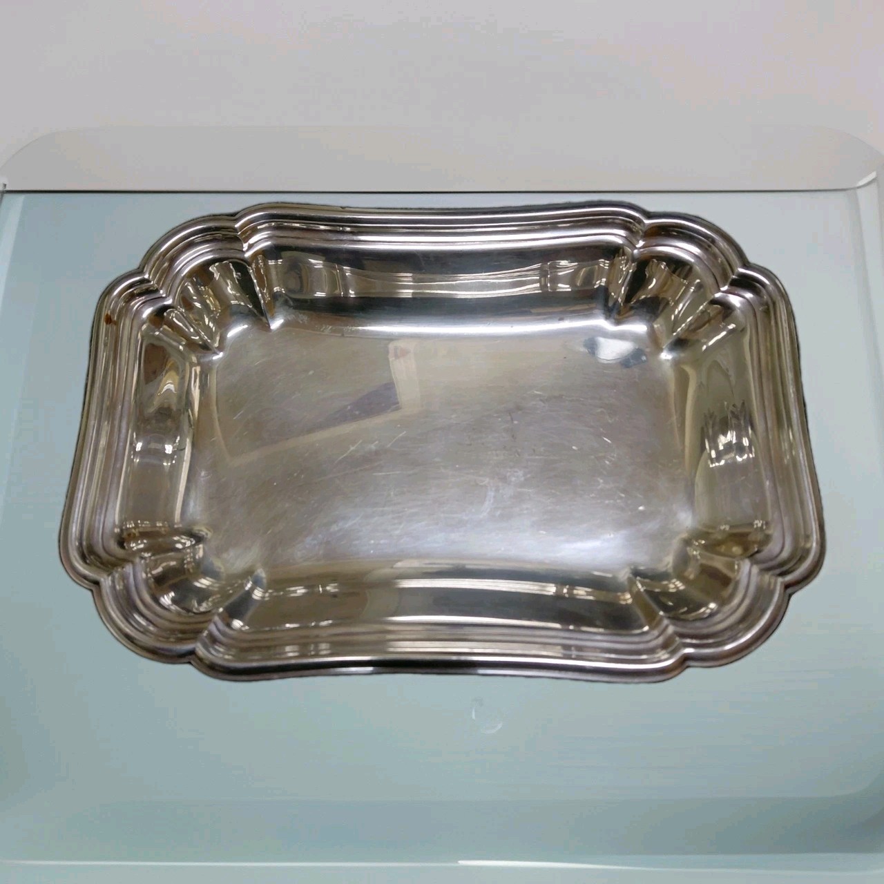 VINTAGE SILVER SERVING DISH TRAY TESTED NON MAGNETIC