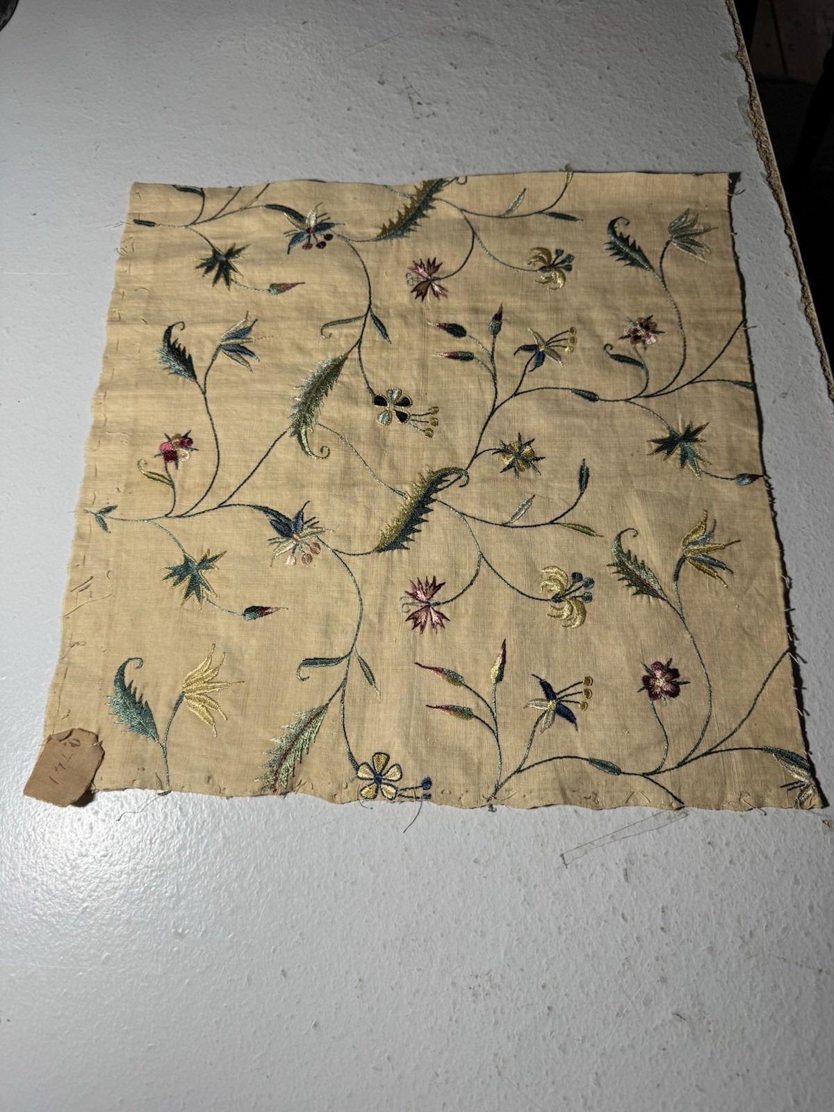 18thC Antique C1750 Spitalfields Silk Embroidered Fragment