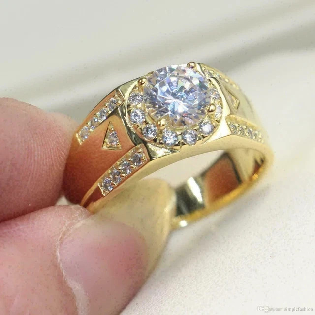 Pinky Ring Mens 14k Yellow Gold Plated 2.50 Ct Round Lab Created VVS1/D Diamond