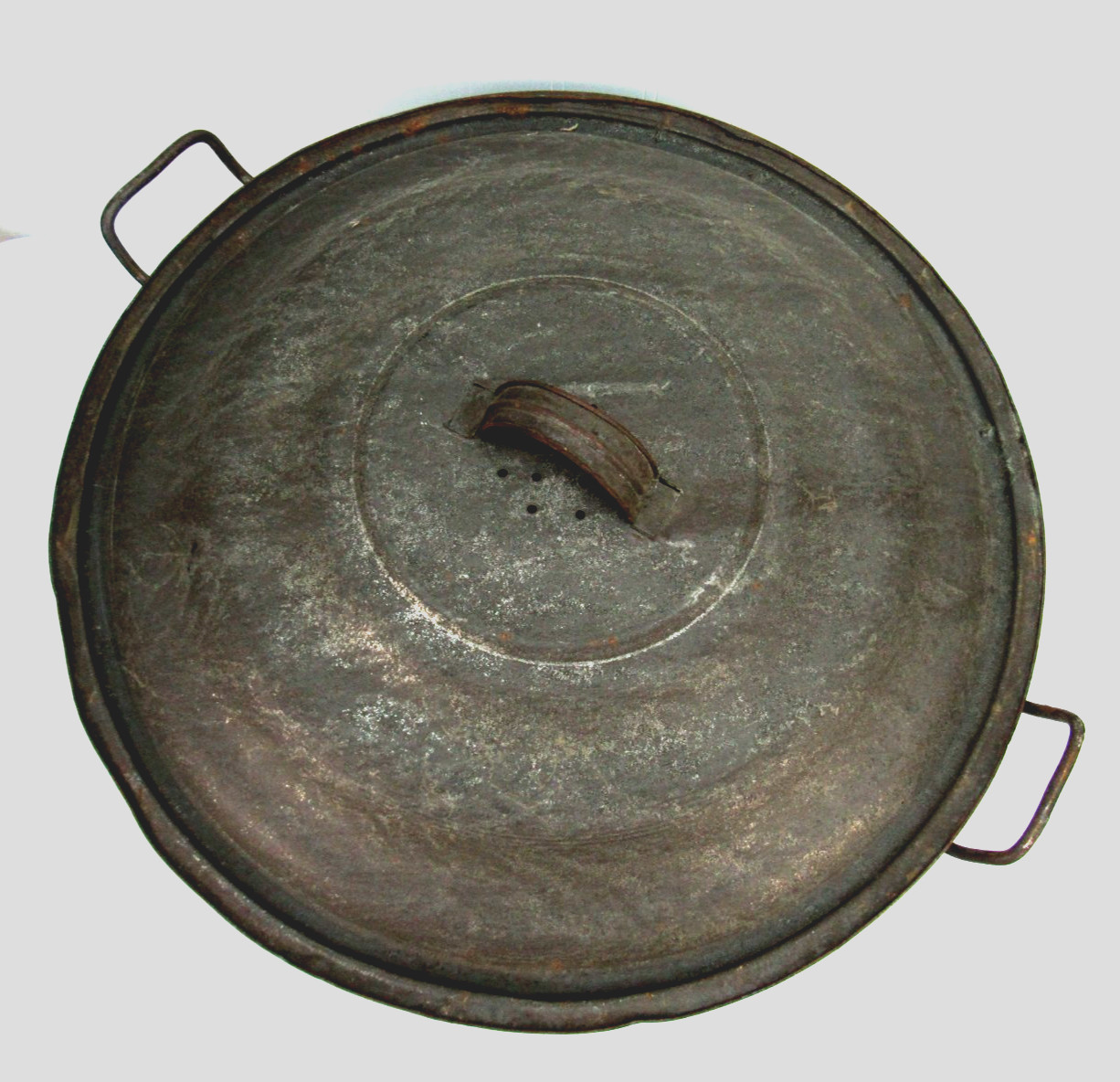 Large Antique Vintage Dough Riser Bread Pan Tin Bowl with Vented Lid