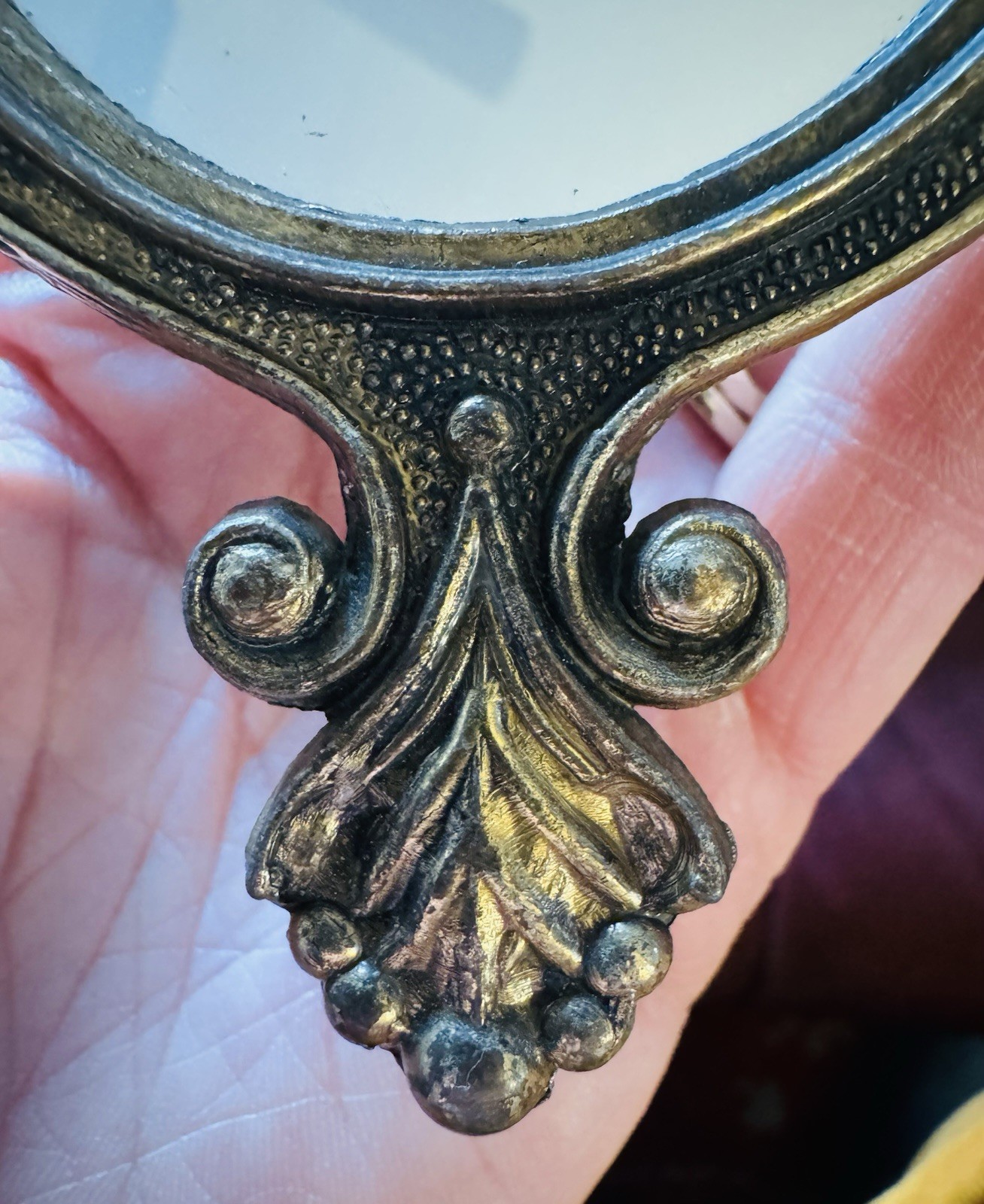 Vintage Ornate Mirror Oval Shaped Made In Italy Small Italian Floral Deco 6″