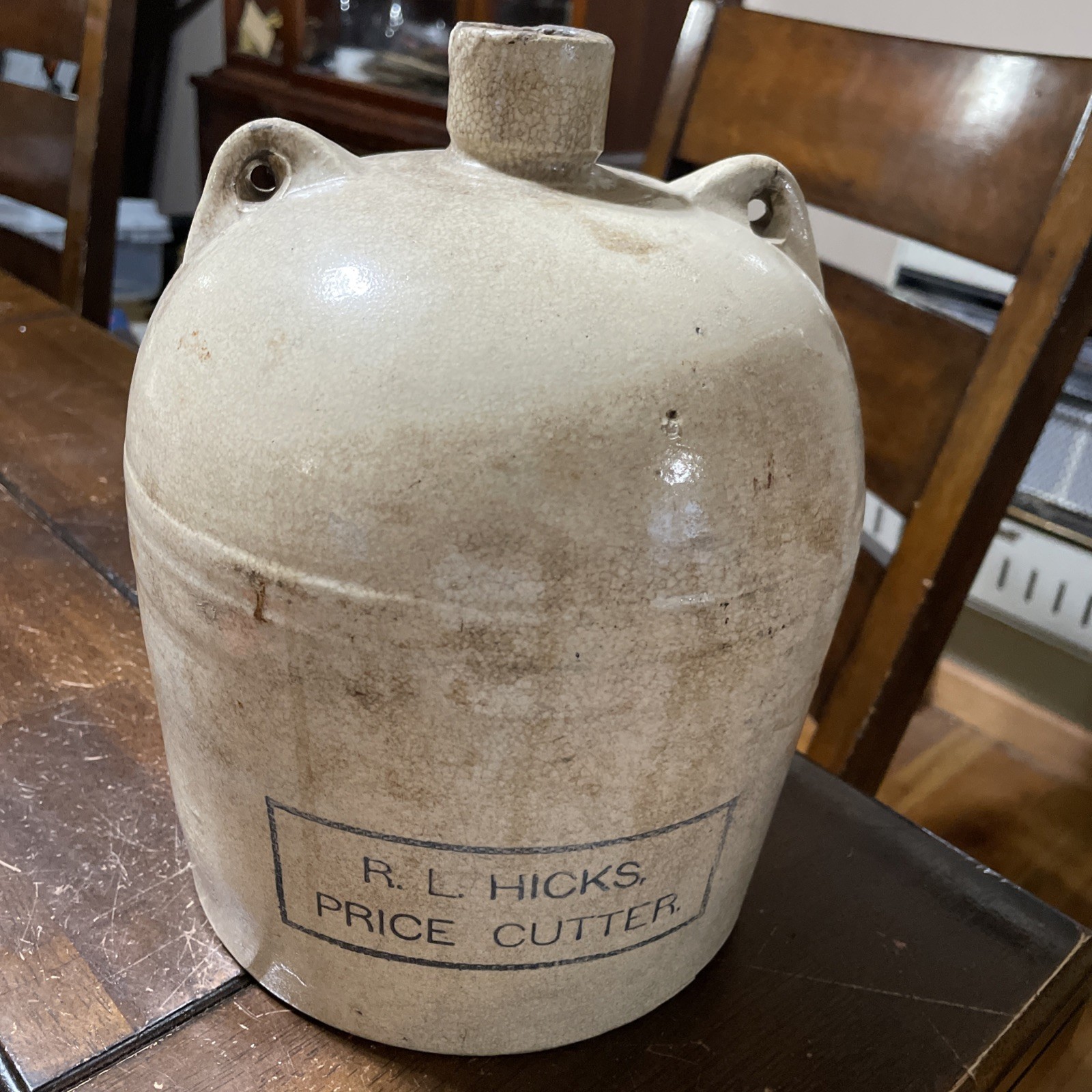 R.L. Hicks Price Cutter Circa 1896 Pottery Jug From Thomasville, Georgia