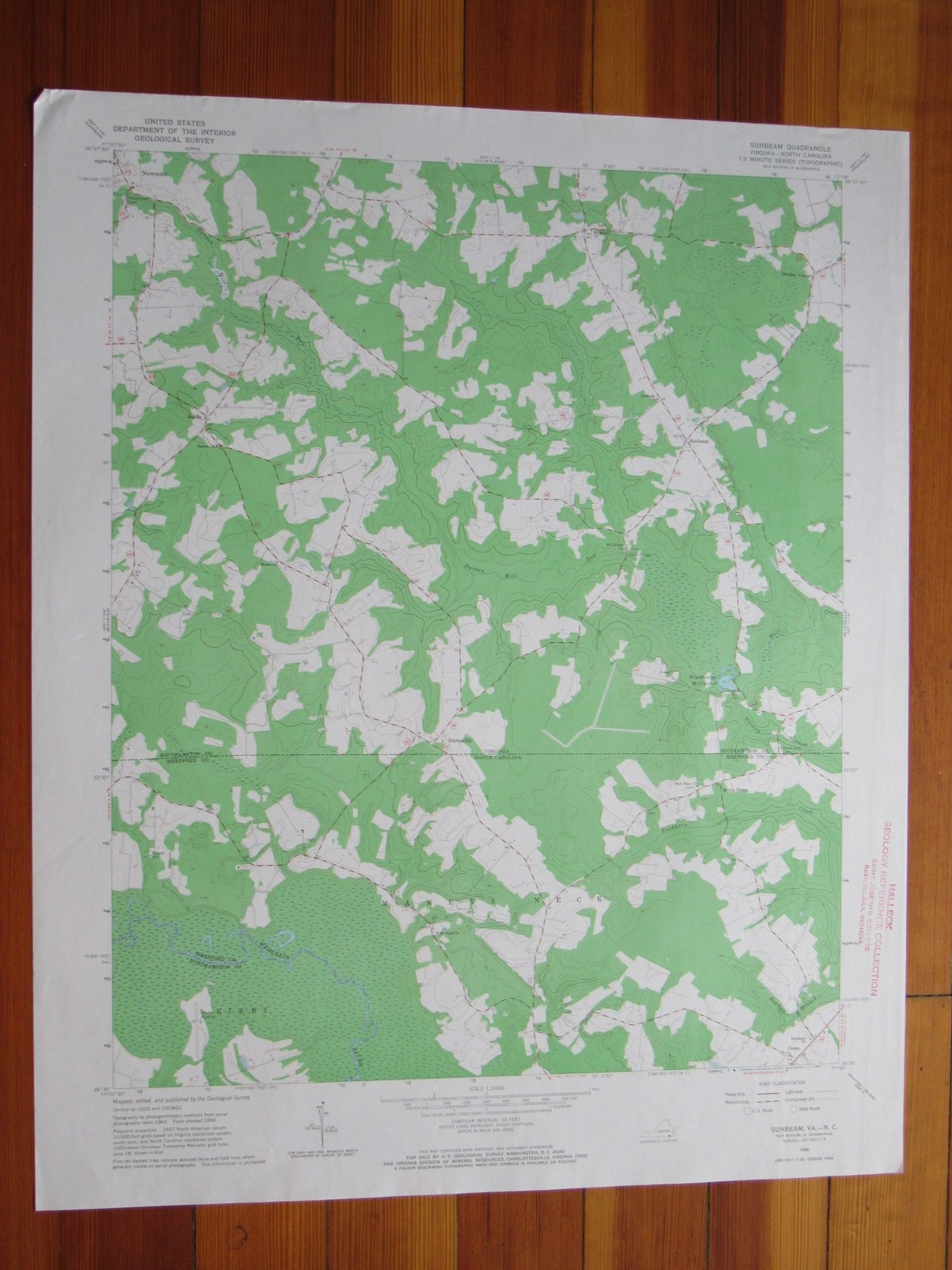 Sunbeam Virginia 1968 Original Vintage USGS Topo Map