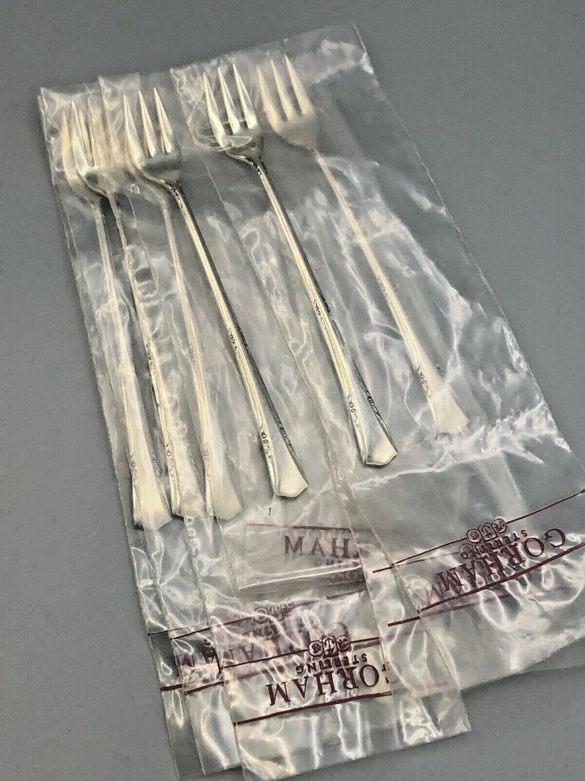 Greenbrier by Gorham Sterling Silver set of 6 Seafood Cocktail Forks 5.5″,new