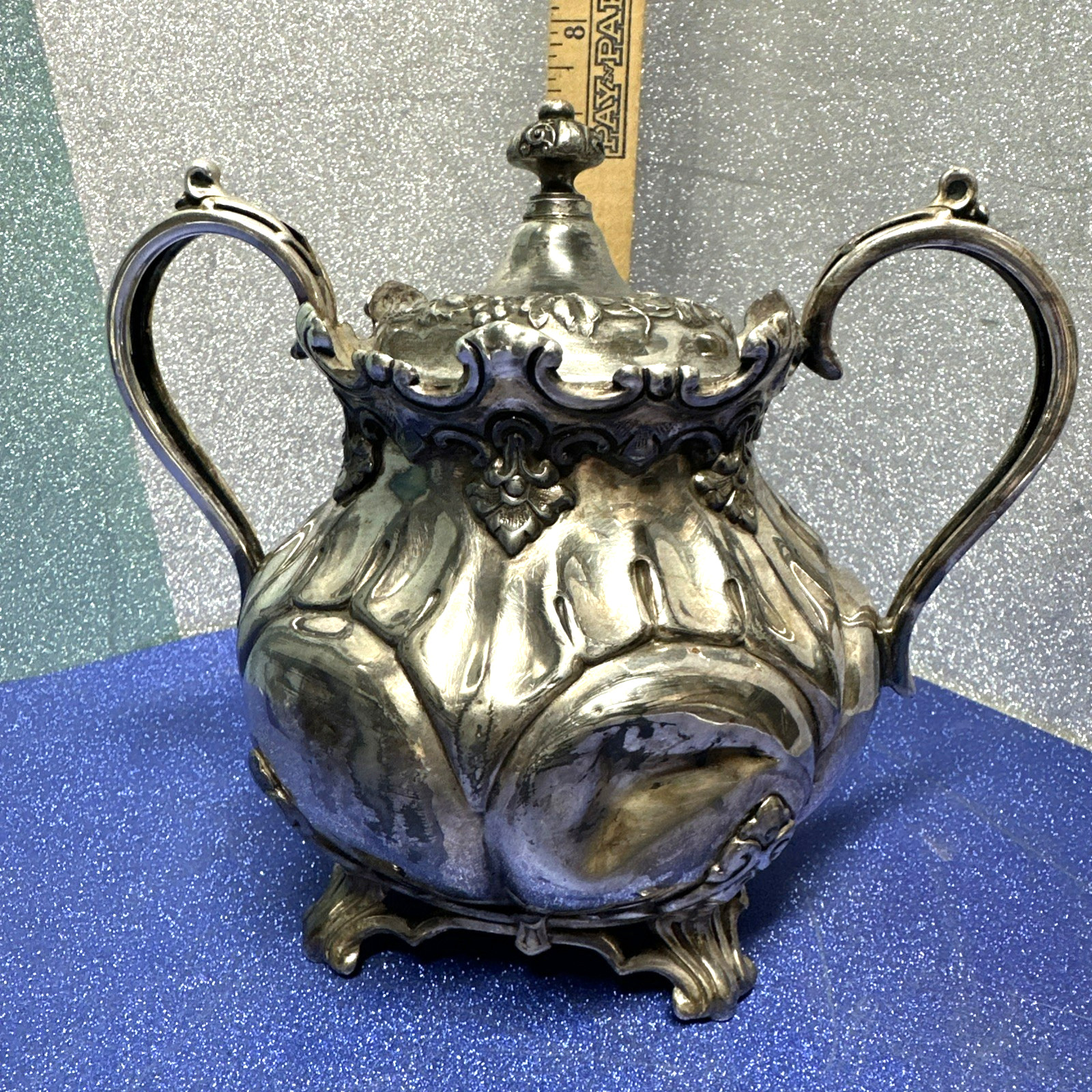 James Dixon & Sons Britannia Metal Footed Double Handle Sugar Bowl