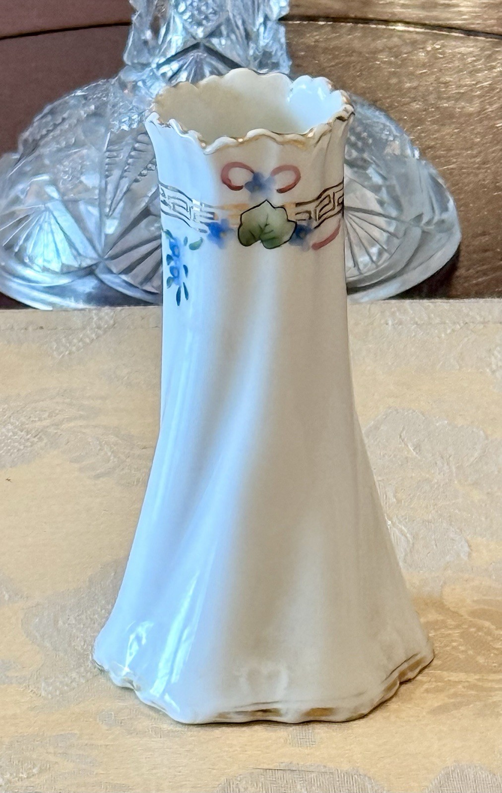 Nippon -Vase- Hand Painted Flower- Gold Trim-1900-1920s