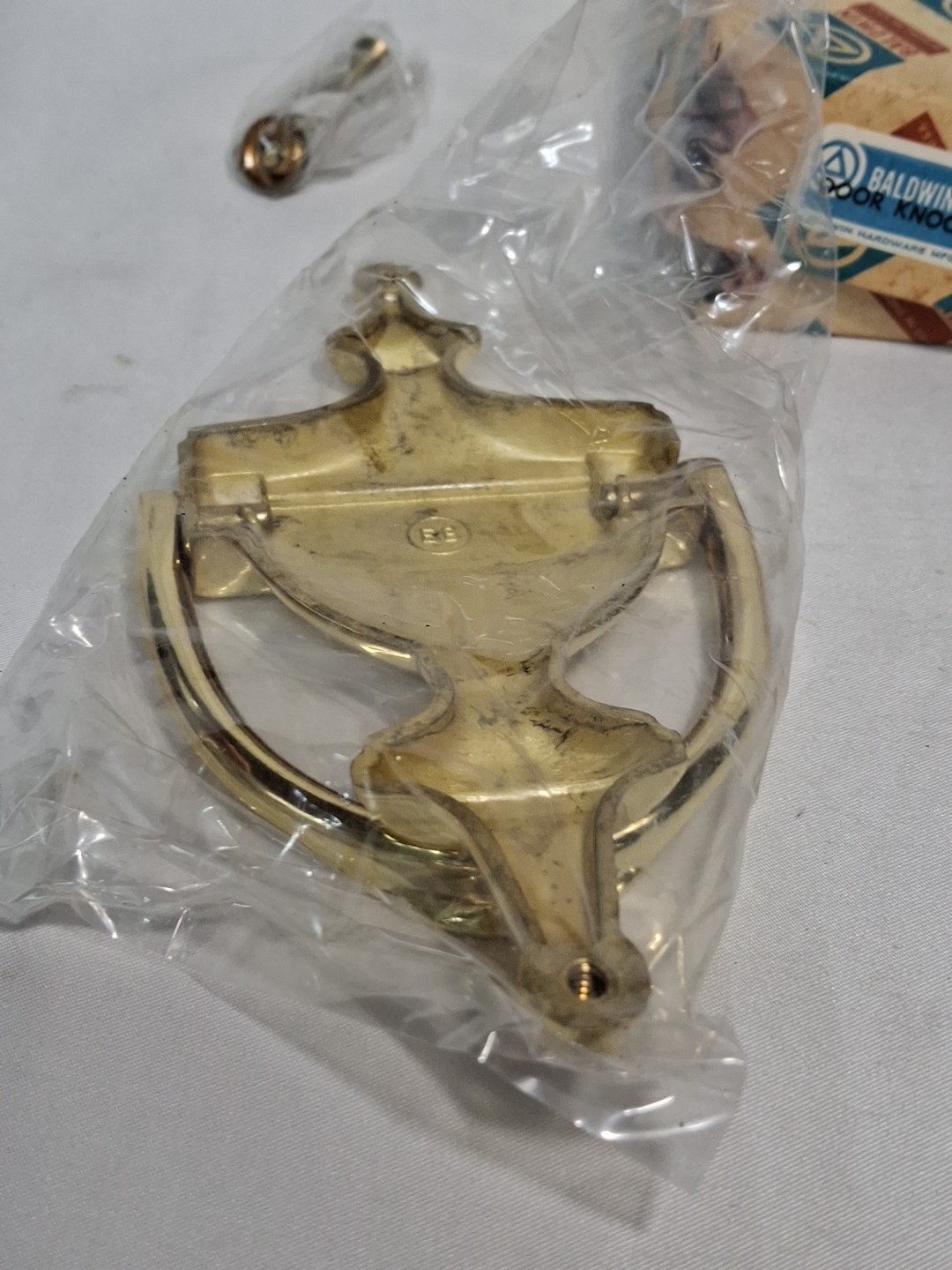 Vintage Brass Baldwin No.327 Solid Forged Brass Door Knocker Made In USA NOS