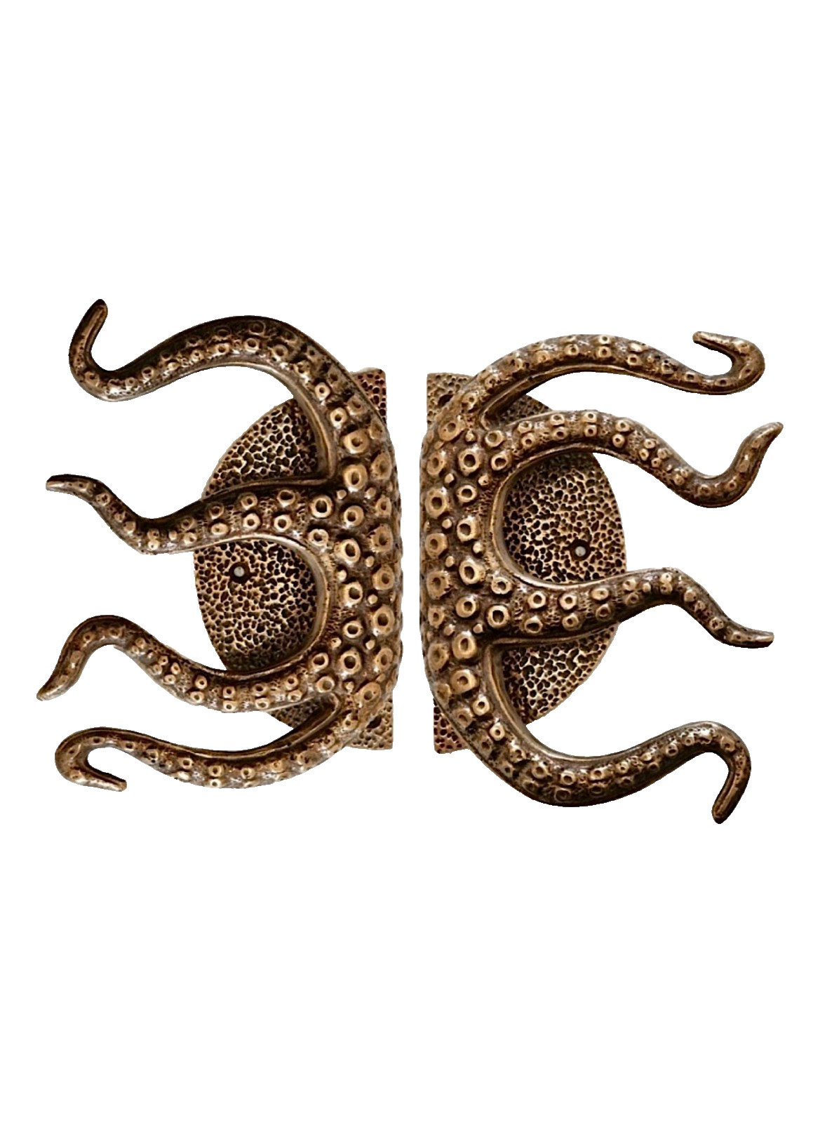 Pair Octopus Tentacle Door Handles — Small 11″ (27cm) Solid Brass • Free WW Ship