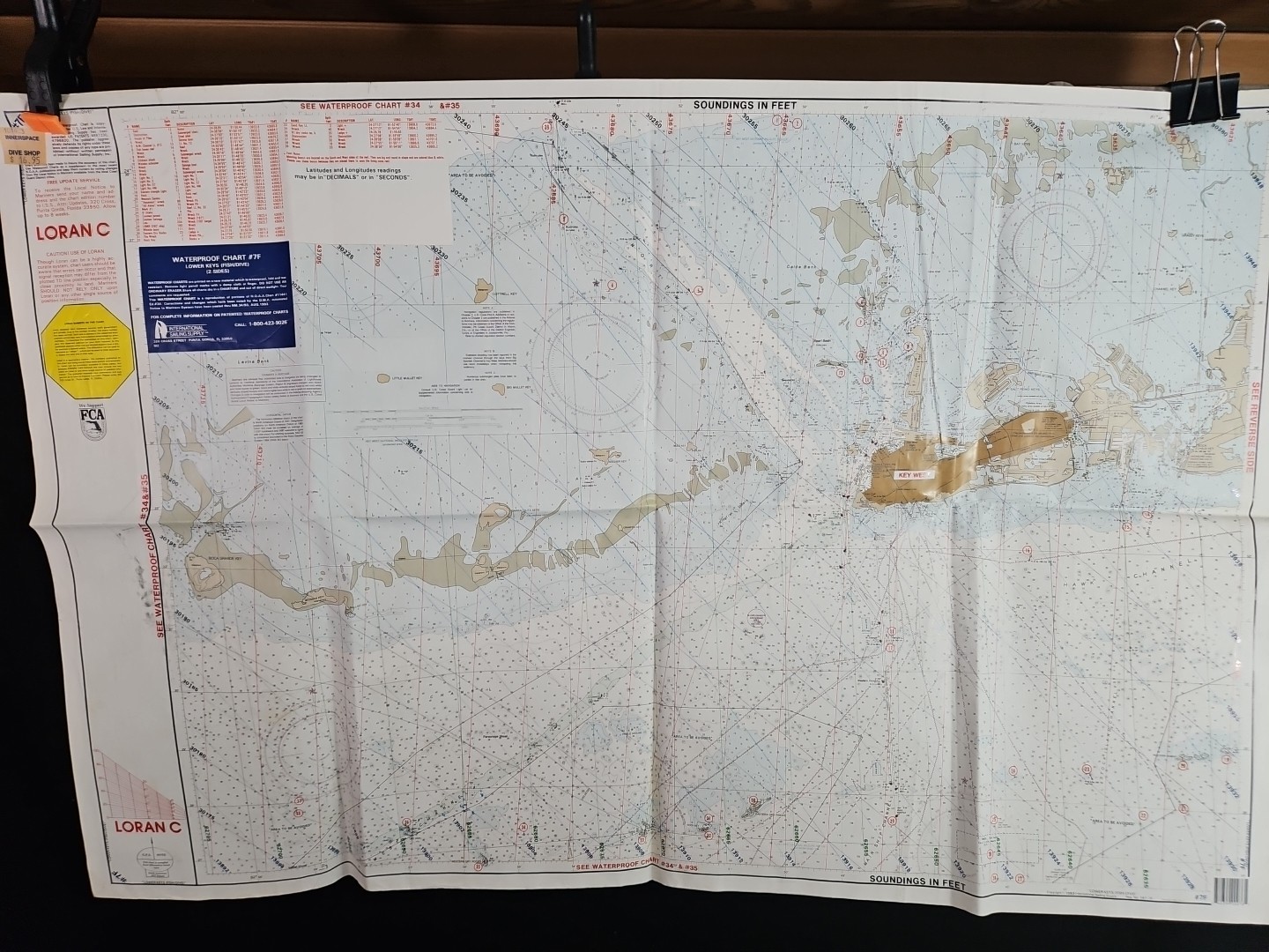 Vintage Loran C Key West Harbor Low Key Fishing Diving Nautical Chart 2 Sided