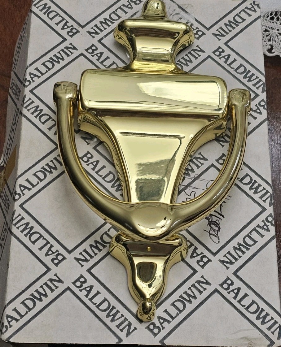 Vintage French Door Knocker- Baldwin Solid Brass – New In Box