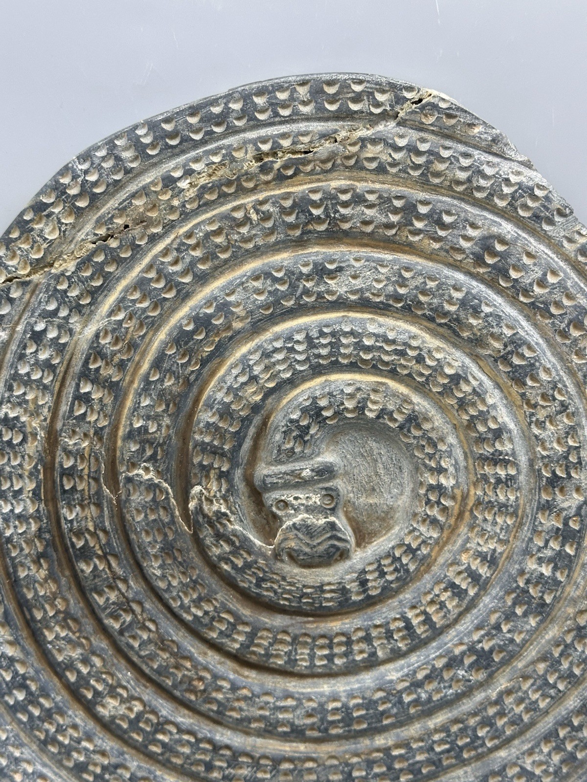 Ancient Near Eastern Halilrud Round With Snake Unusual Item