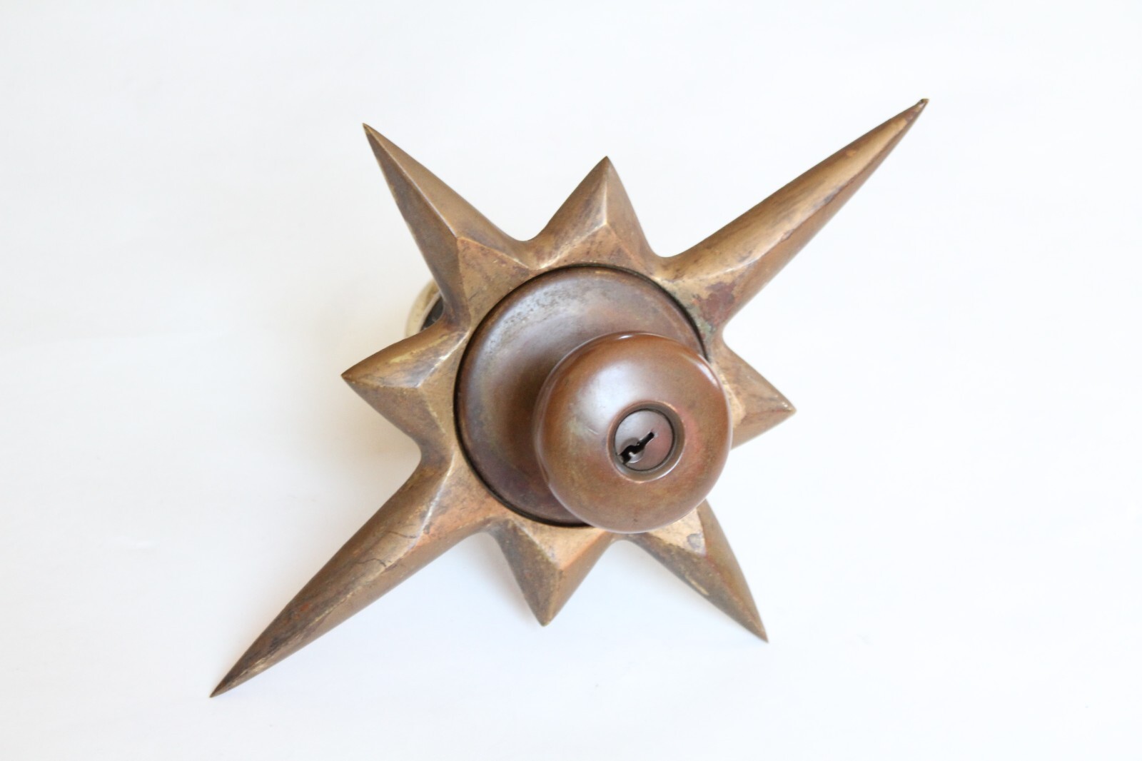 antique sunburst doorknob | astra vtg mcm hardware deco door knob schlage old