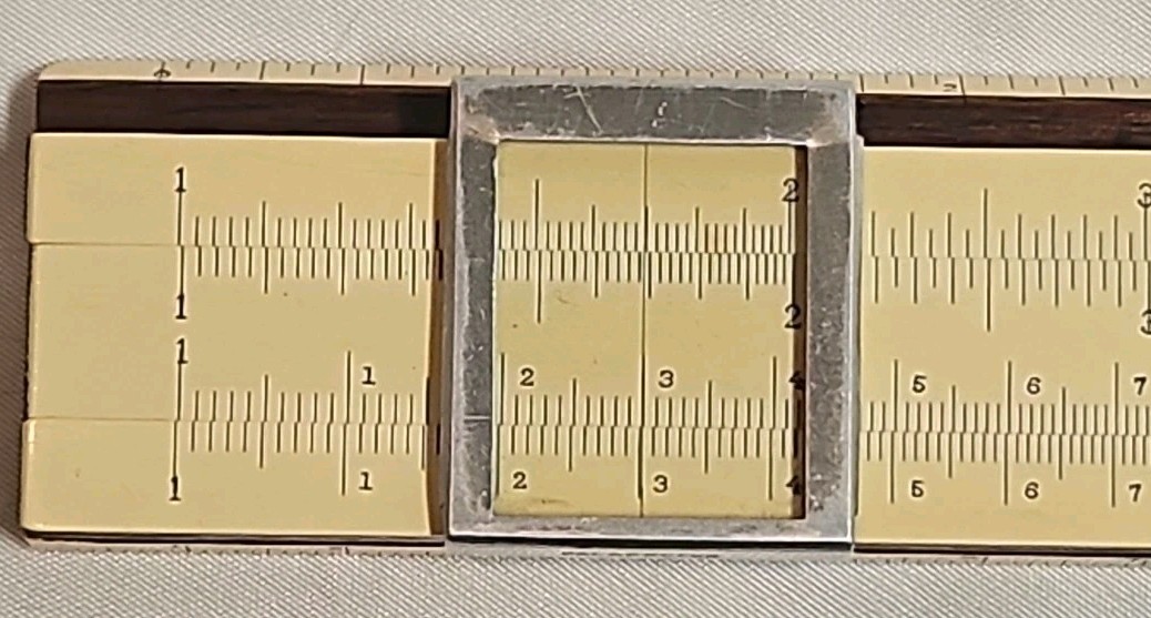 Antique Keuffel & Esser 10″ Polyphase Slide Rule Metal Glass Cursor Early Box