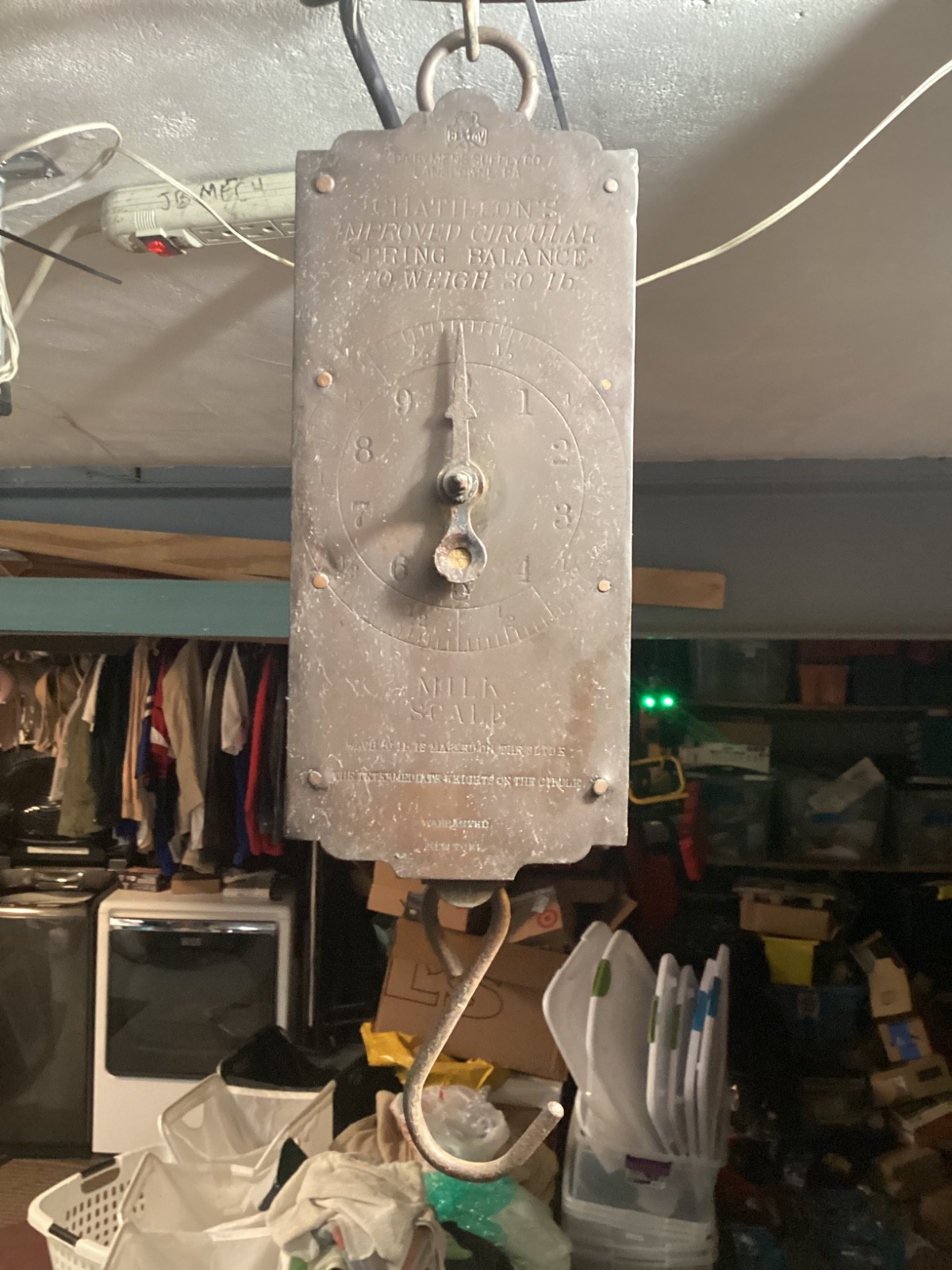 Antique Working Chatillon Improved Circular Spring Balance 30LB Brass Milk Scale