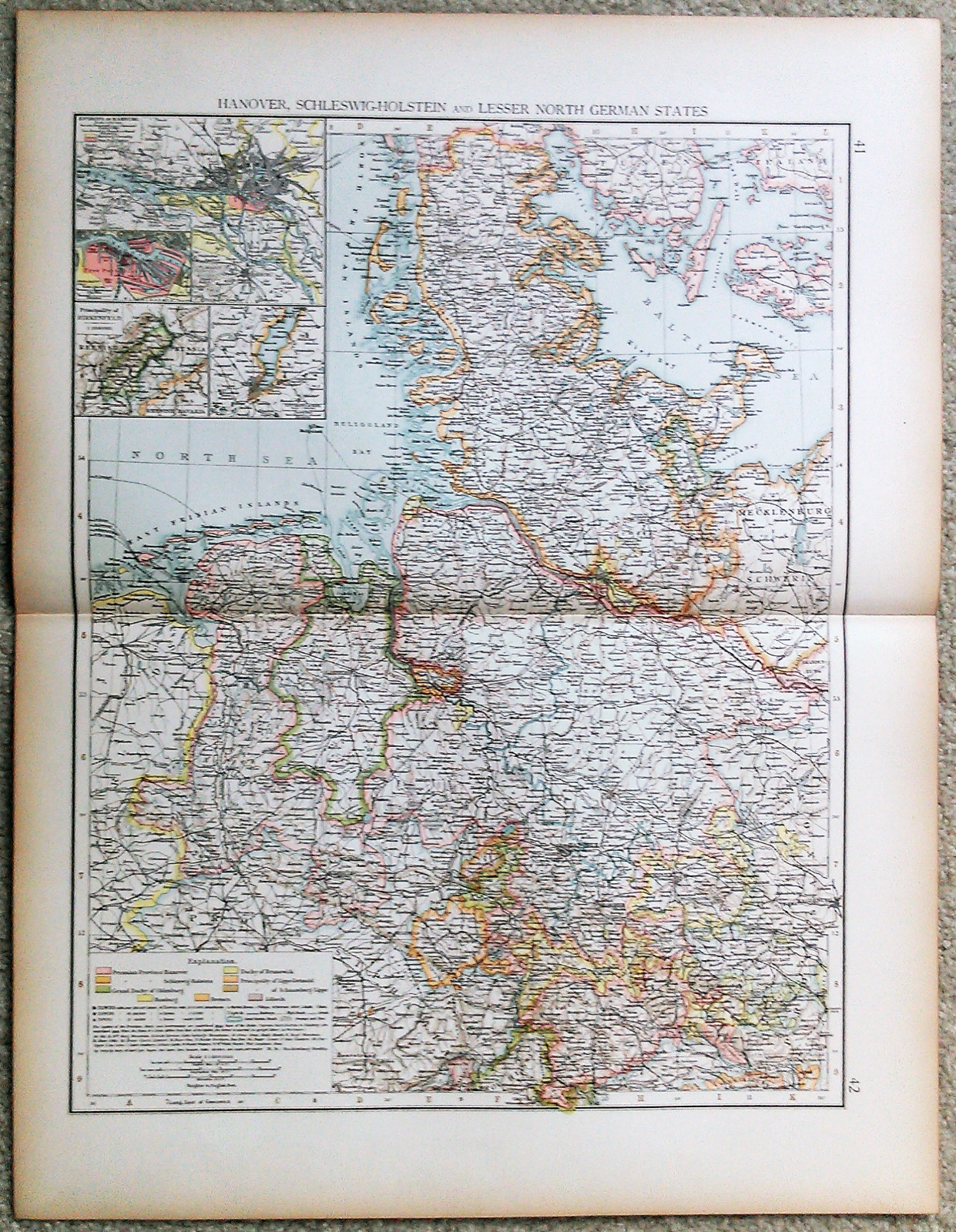 Original 1898 Map of Hanover, Schleswig Holstein & Lesser North German States