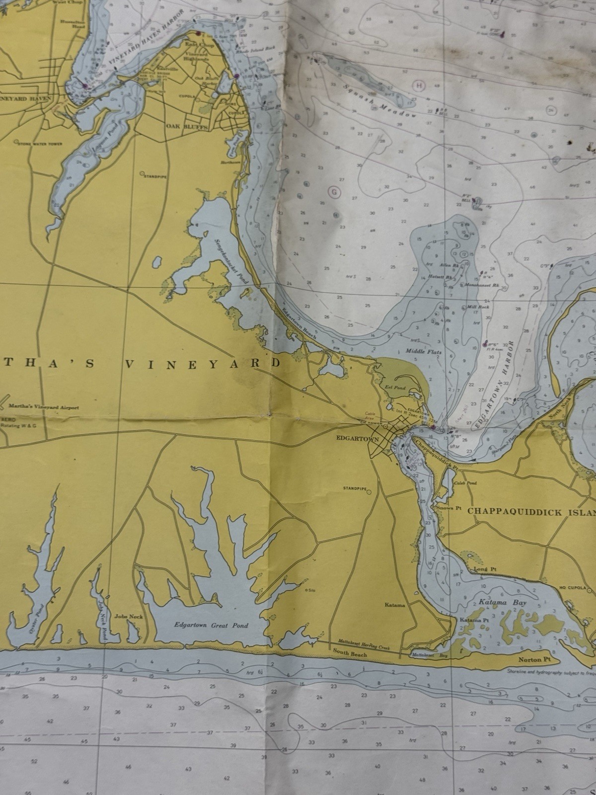 1965 Nautical Chart MARTHA’S VINEYARD 43.5″ x 35.75″ Coast & Geodetic Survey