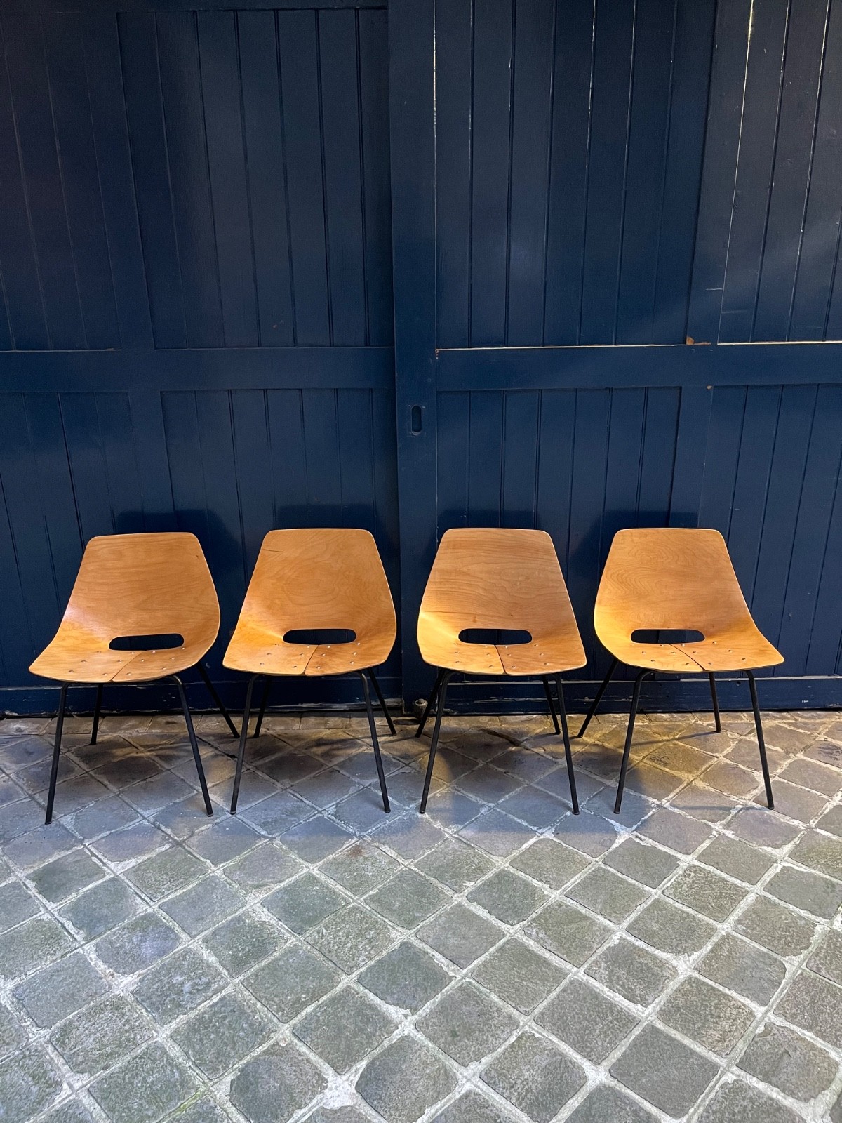 4 Vintage Tonneau Chair Pierre Guariche ARP Steiner edited – RARE – XXe Mid 50s
