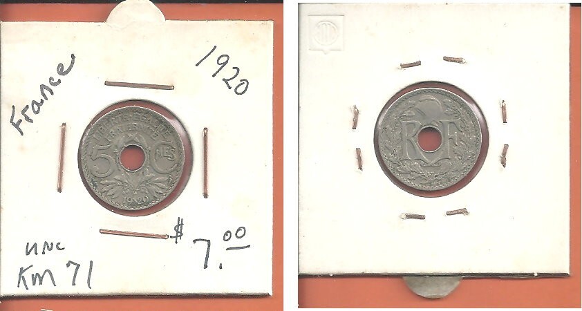 France 1920, 5 Centimes Coin