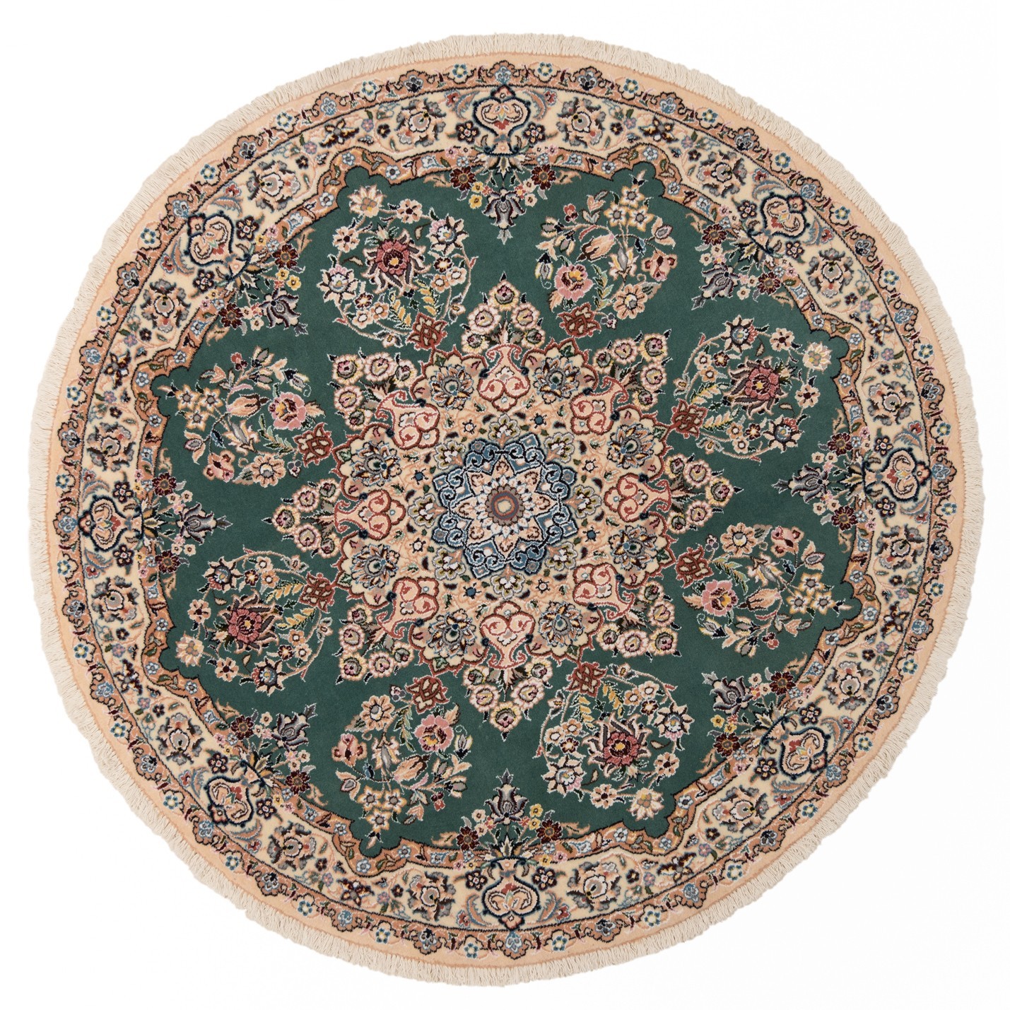 Nain 9-la Ø145 cm Hand-Knotted Persian Oriental Rug New Wool Round Carpet
