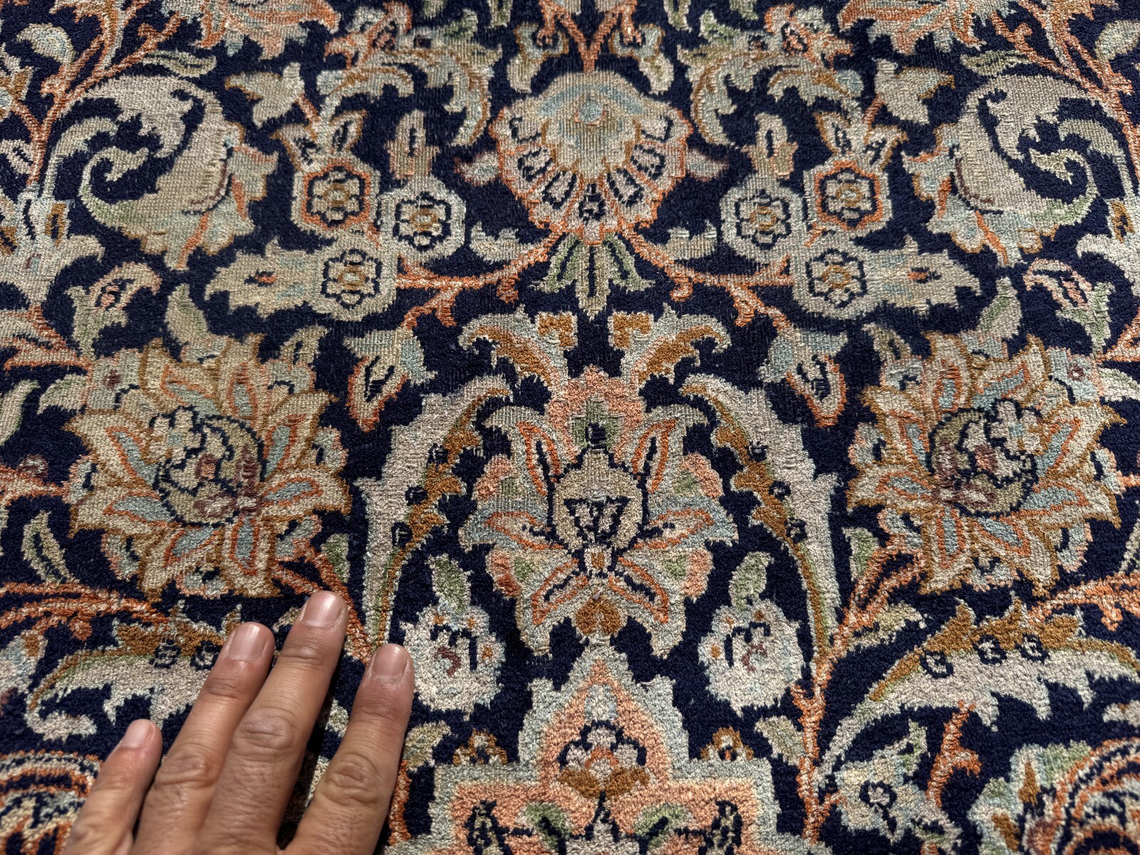 7×10 BLUE VINTAGE RUG HANDMADE SILK ANTIQUE HAND-KNOTTED oriental fine old 8×10
