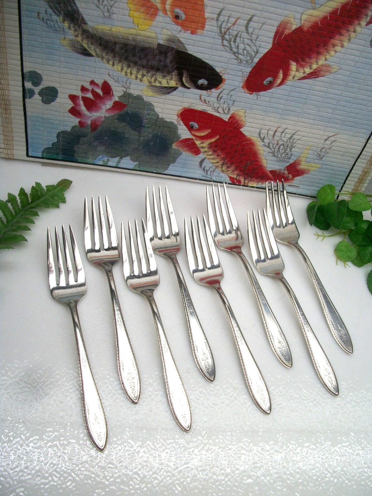 8 International Silver 1847 Rogers Bros ARGOSY Silverplate Salad Forks 1926