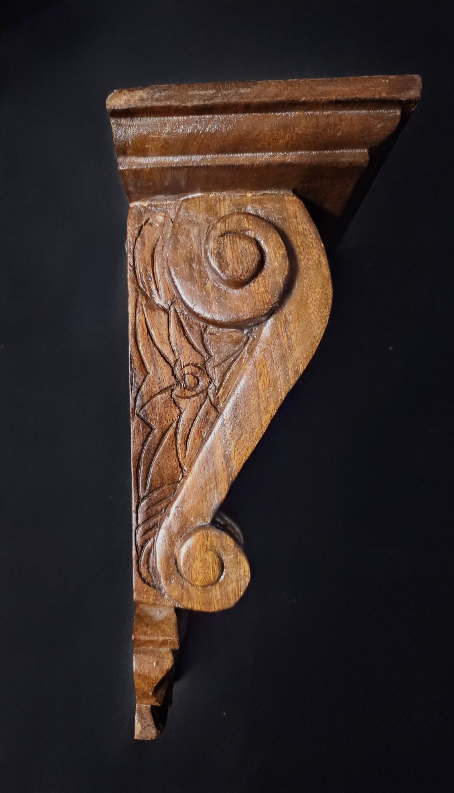 Vtg Coordinated Wood Corbel Pair Mismatched Carved Sconces Shelf Brackets