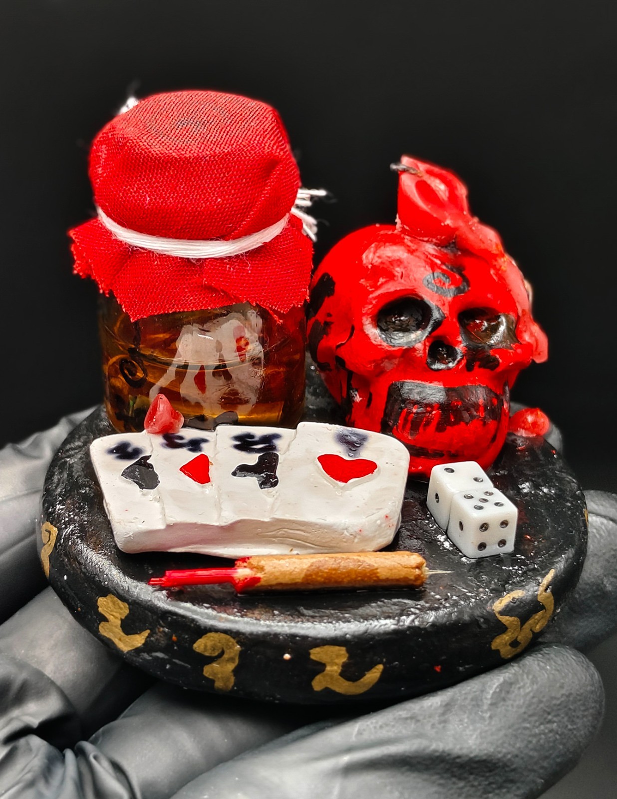 Business Gift Hong Prai Skull Caandle Card Oil Dice Fortune Thai Amulet CK1283