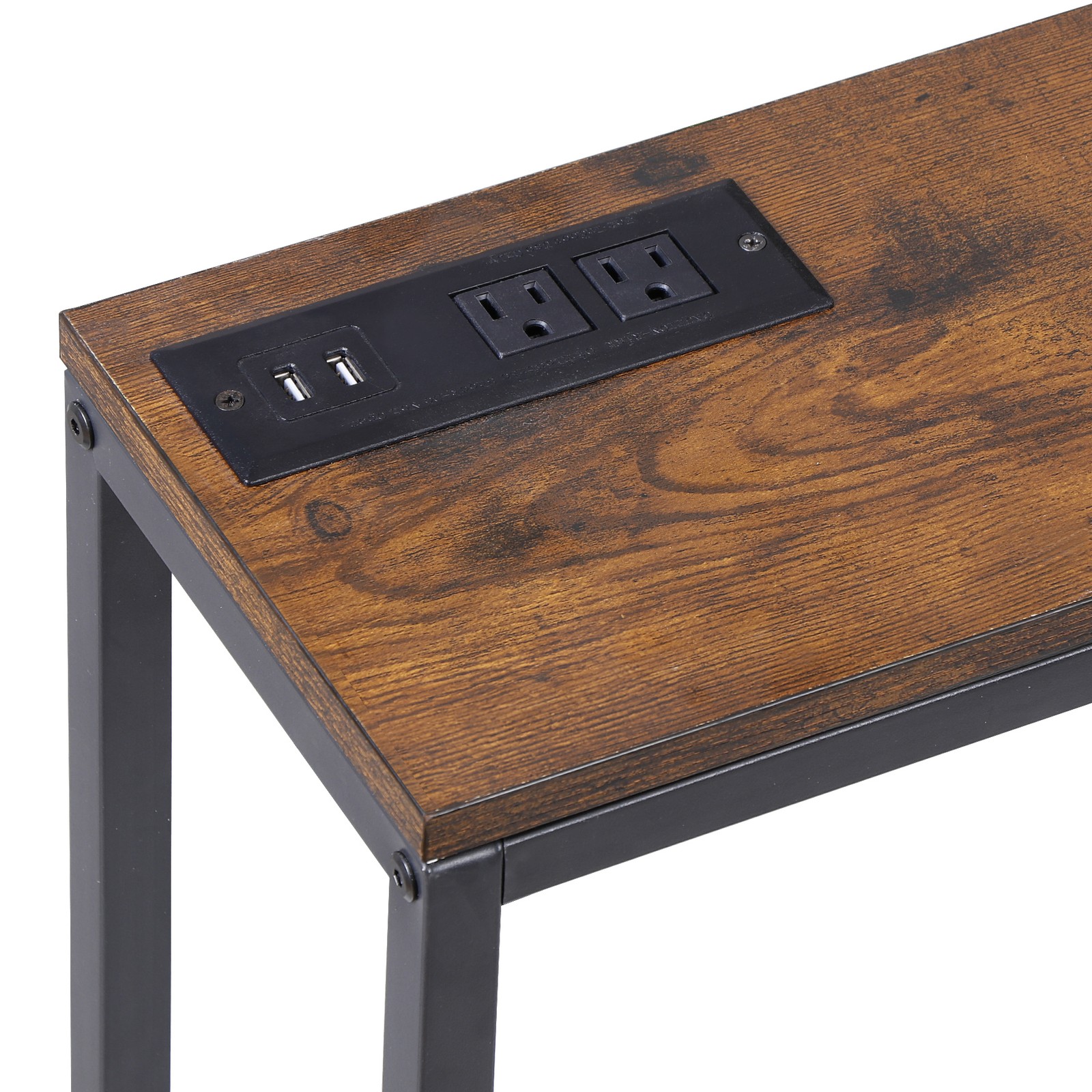 Console Table 71″ Narrow Sofa Table Industrial Entryway Table with Power Outlet