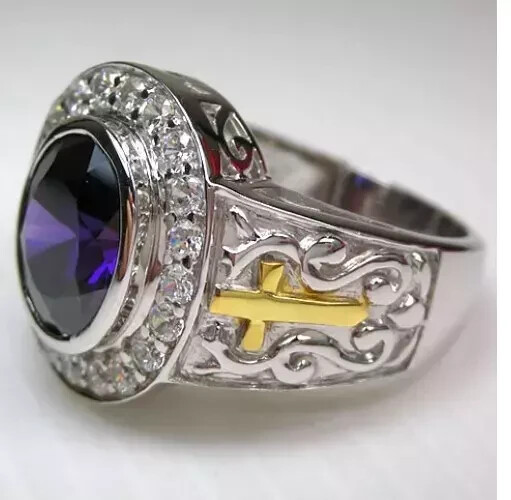 2.50Ct Oval Cut Lab-Created Amethyst Halo Engagement Ring 14K White Gold Plated