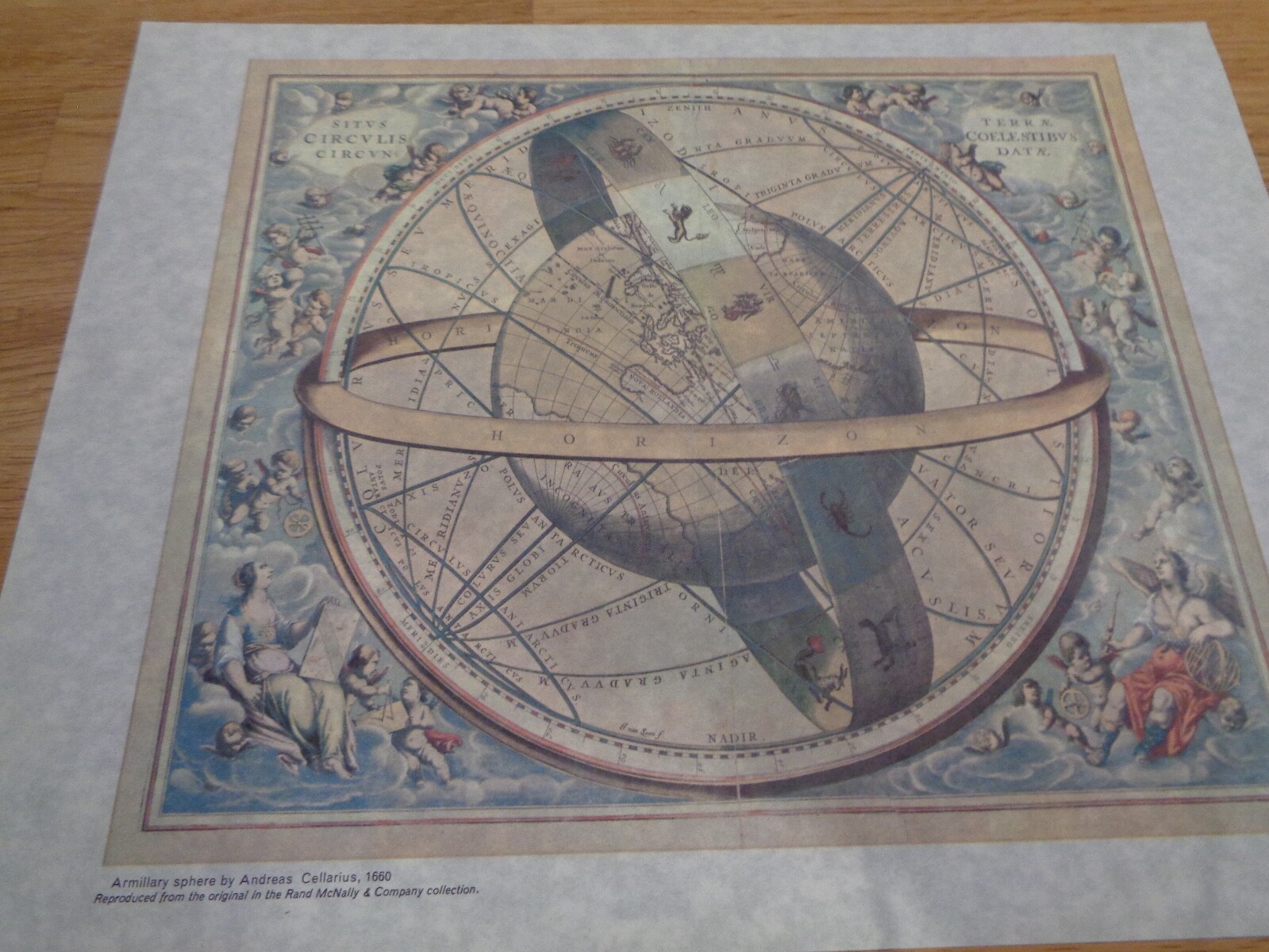 “Armillary Sphere” by Andreas Cellarius, 1660 – Pristine Condition