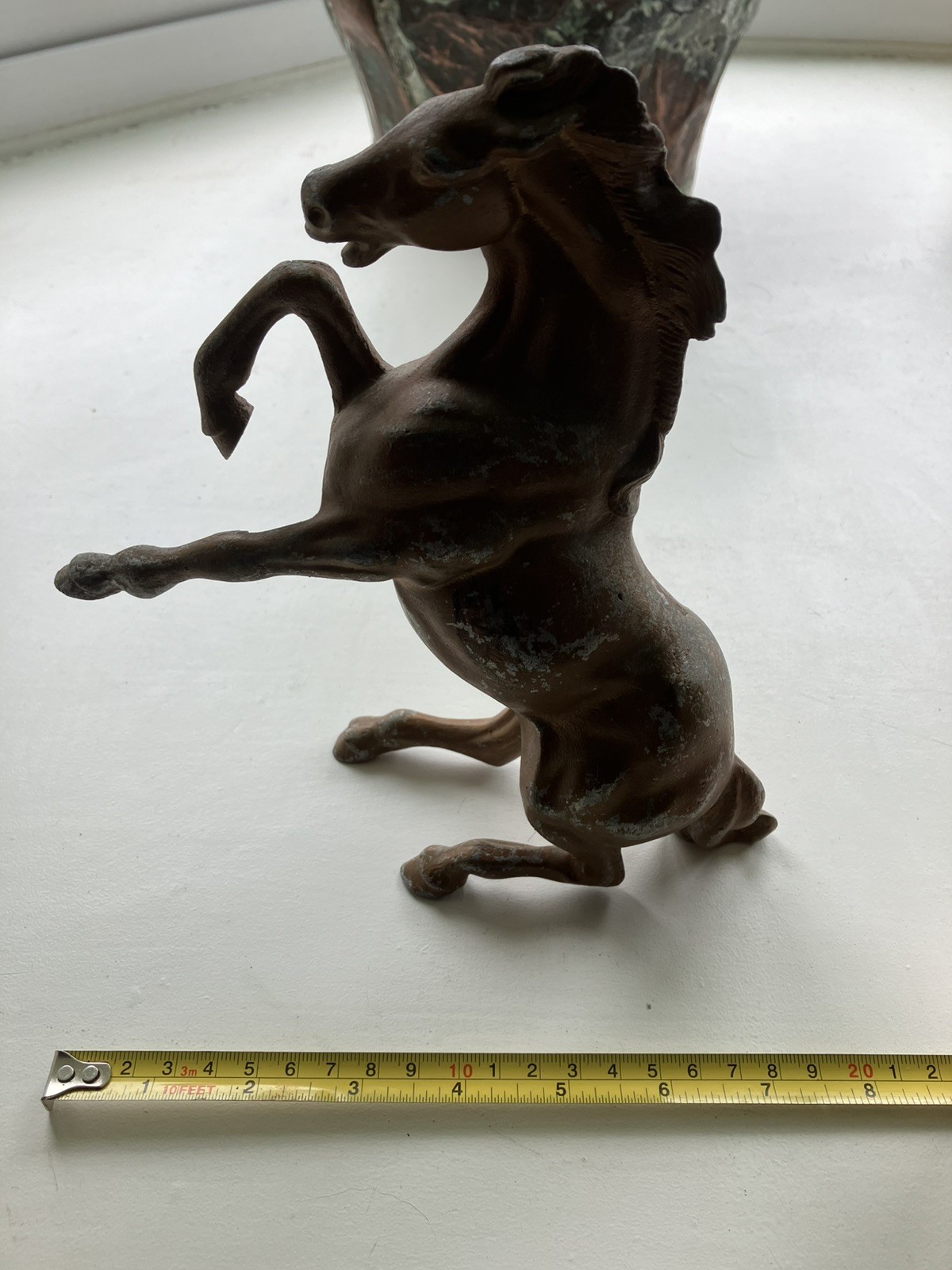 Antique bronze patina rearing heavy cast horse kilo patinised 6os3