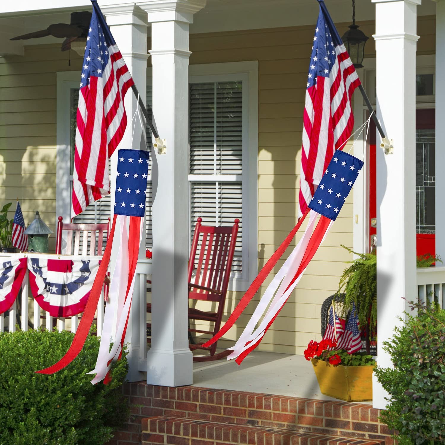 2 Pack 4th of July Windsock American Flag Wind Socks Outdoor Heavy Duty, 40″ USA