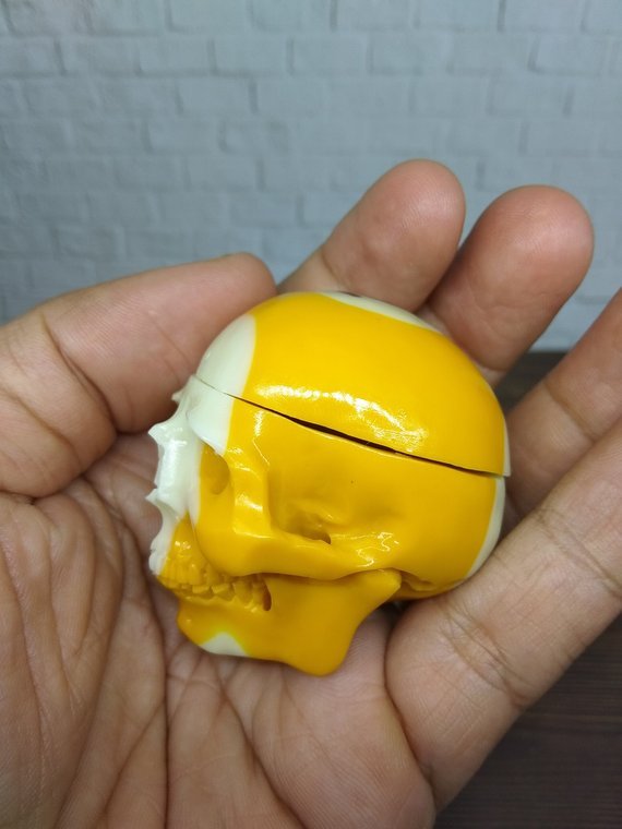 Skull Skeleton Open Head Statue from Billiard Pool Ball Number 9 Hand Carved