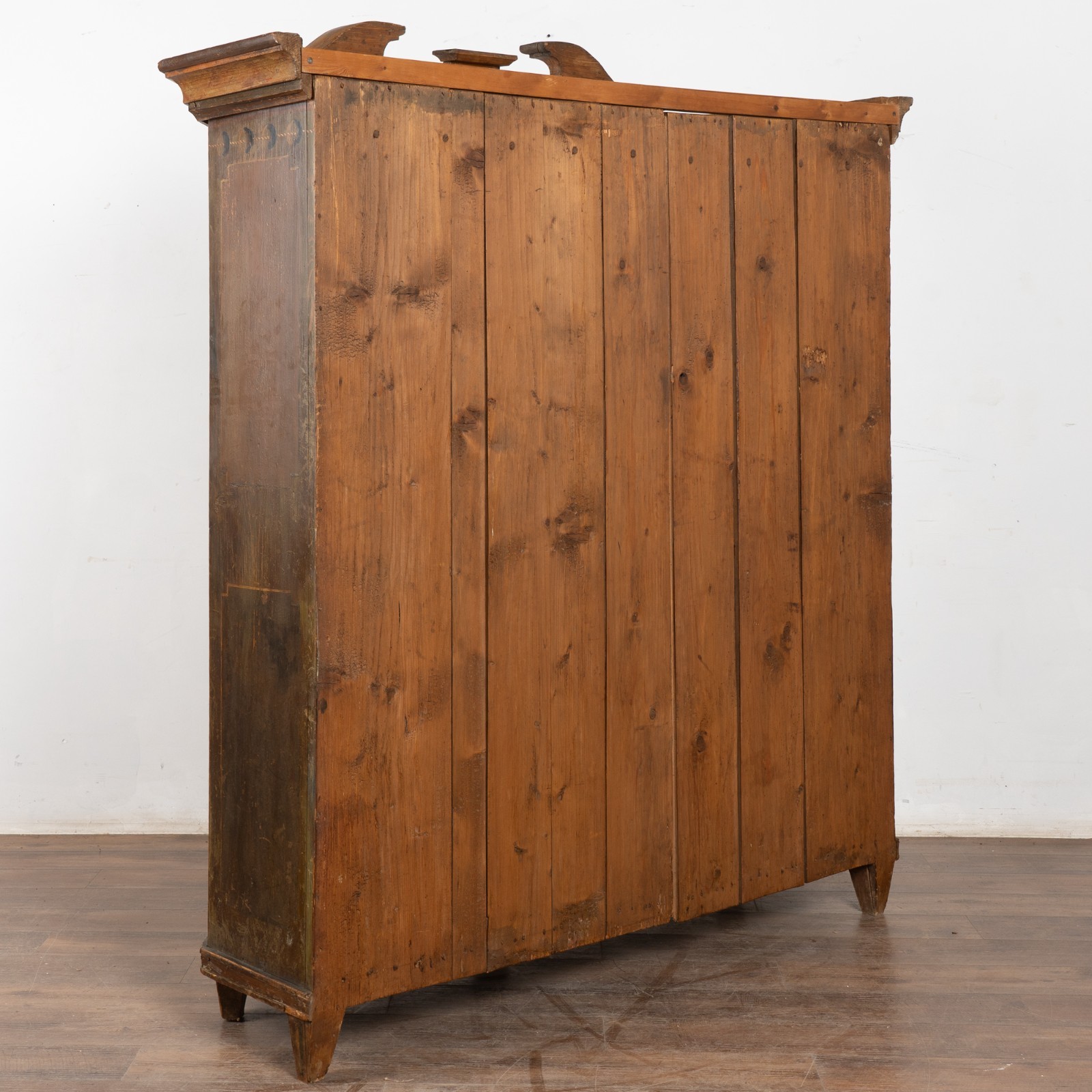 Original Painted German Shrunk Armoire with Four Seasons, Dated 1802