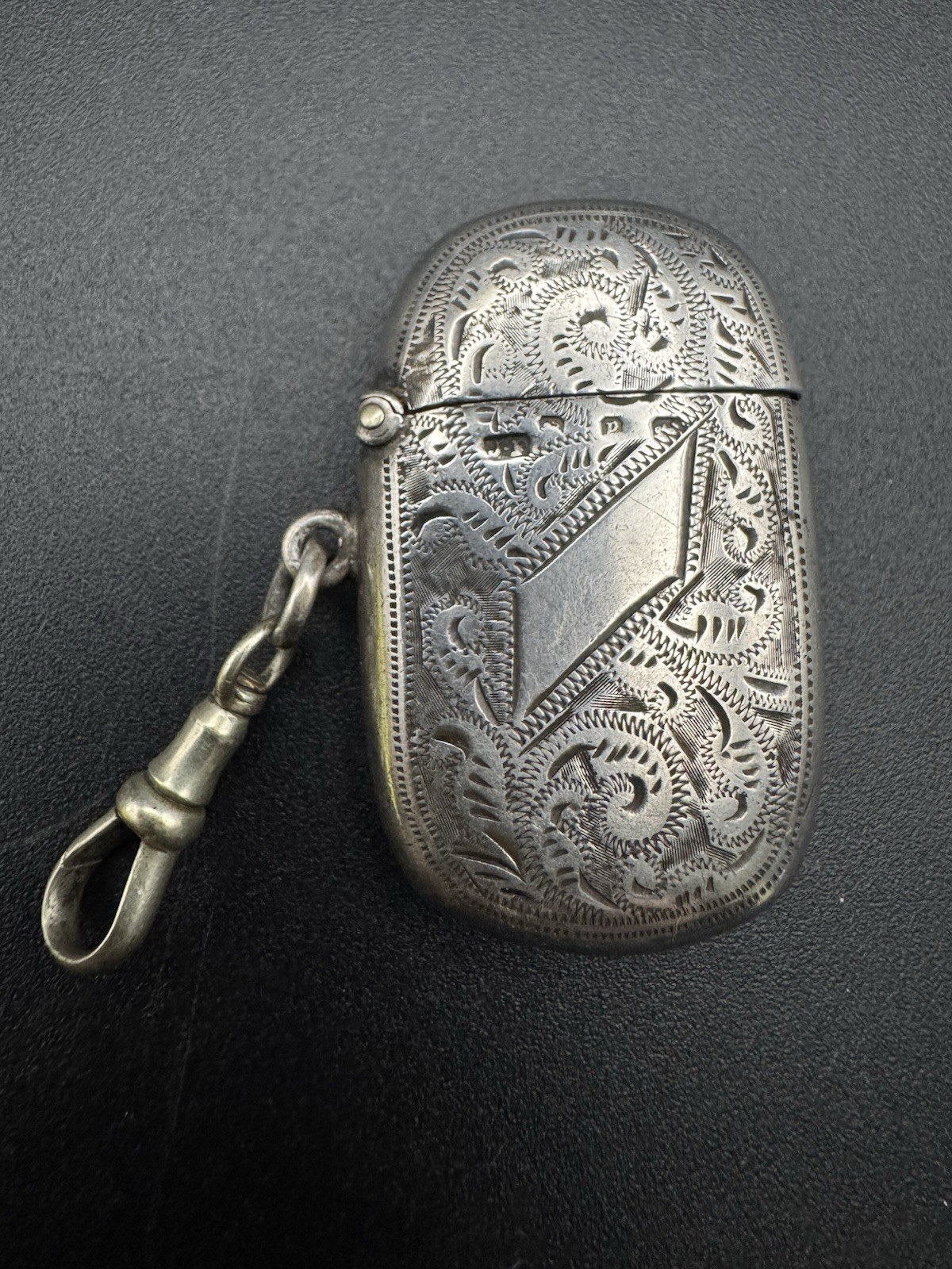 Antique 1878 Victorian Solid Silver Vesta Case – Birmingham – James Fenton (JF)