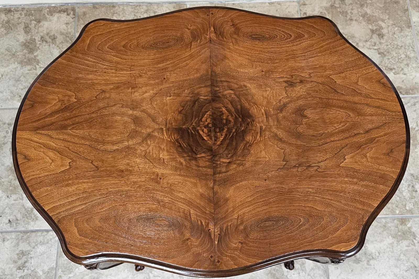 Vintage Rococo Revival Walnut Accent Table – Cabriole Legs – Signed & Stamped
