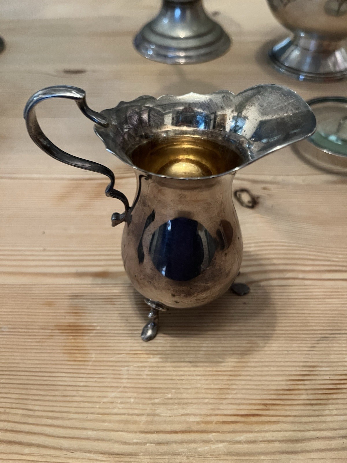 Antique Hallmarked Creamer Silver Plate stamped 1686
