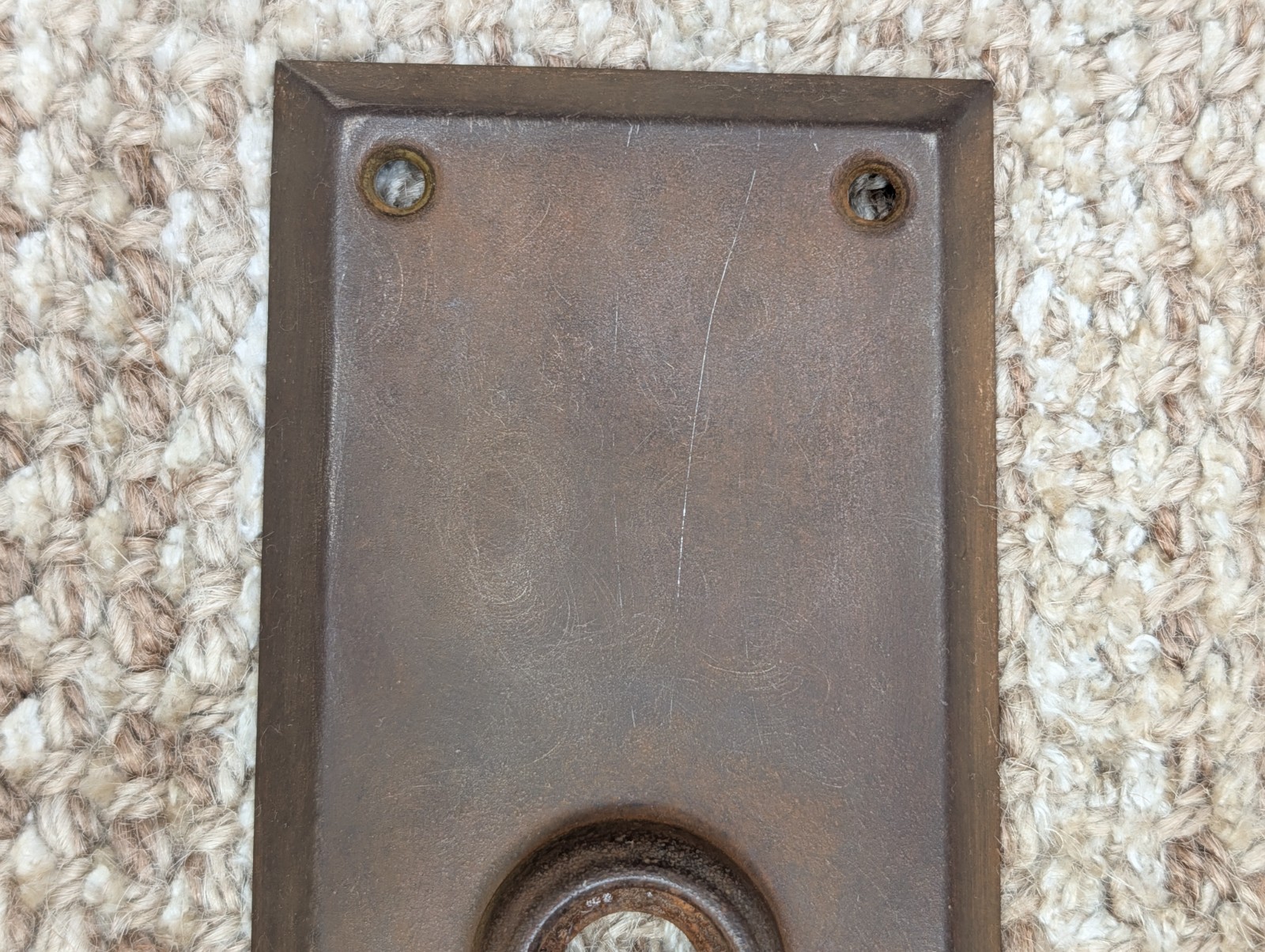 2 3/4″ x 10″ Antique Stamped Steel Door Knob Plate